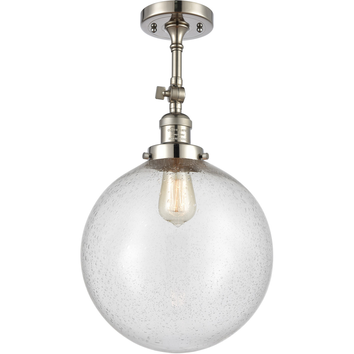 Franklin Restoration XX-Large Beacon 1 Light 12 inch Polished Nickel Semi-Flush Mount Ceiling Light in Seedy Glass, Franklin Restoration