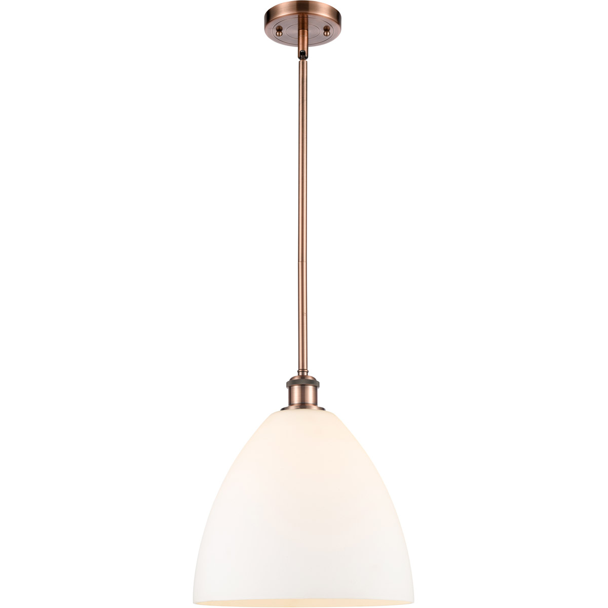 Ballston Dome 1 Light 12 inch Antique Copper Mini Pendant Ceiling Light in Matte White Glass