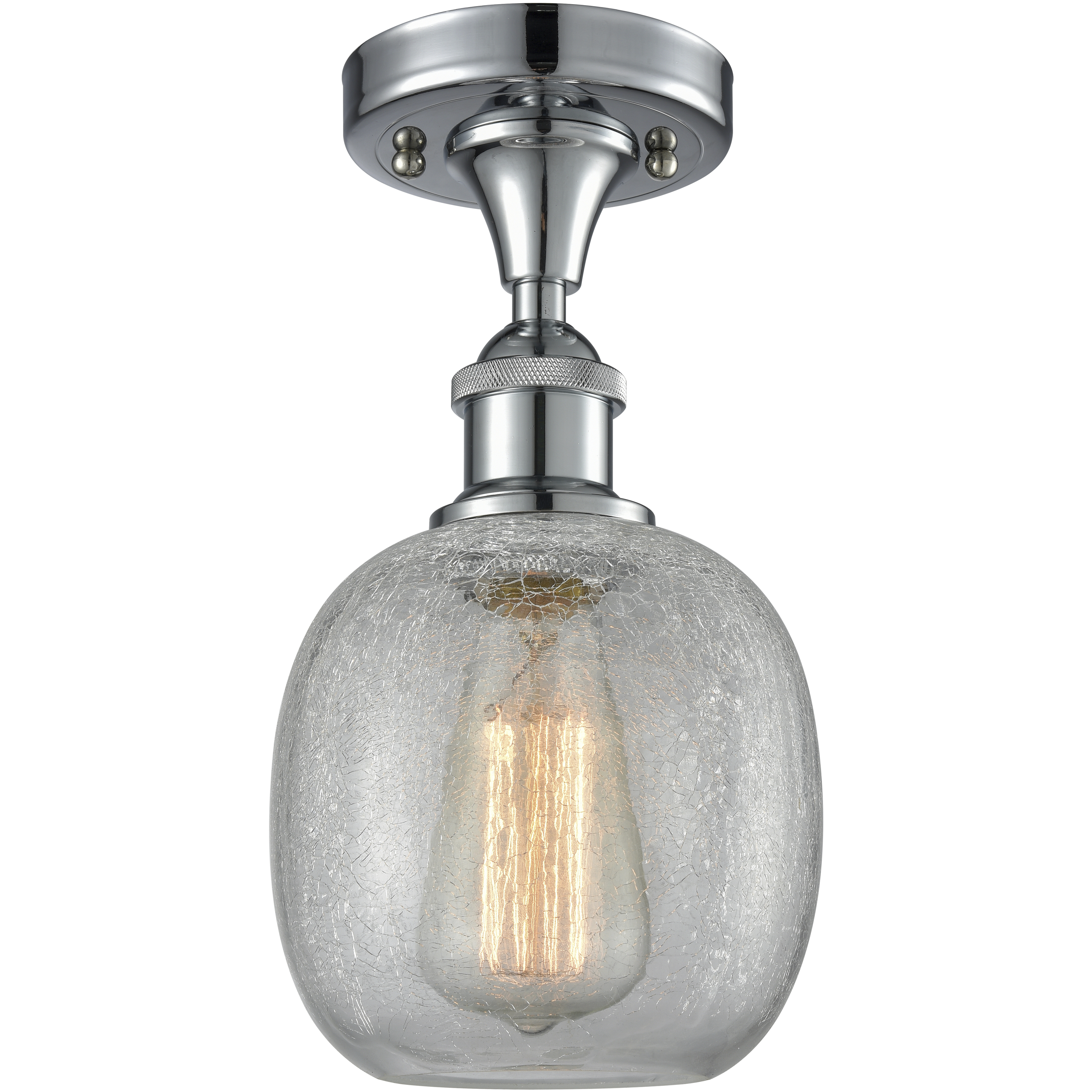 Edison Belfast 1 Light 6 inch Polished Chrome Semi-Flush Mount Ceiling Light in Clear Crackle Glass