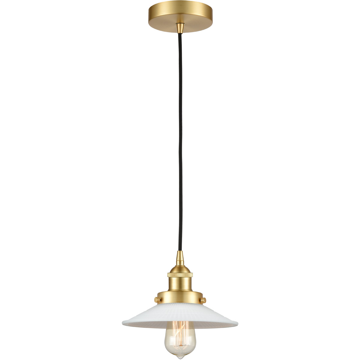 Edison Halophane LED 9 inch Satin Gold Mini Pendant Ceiling Light