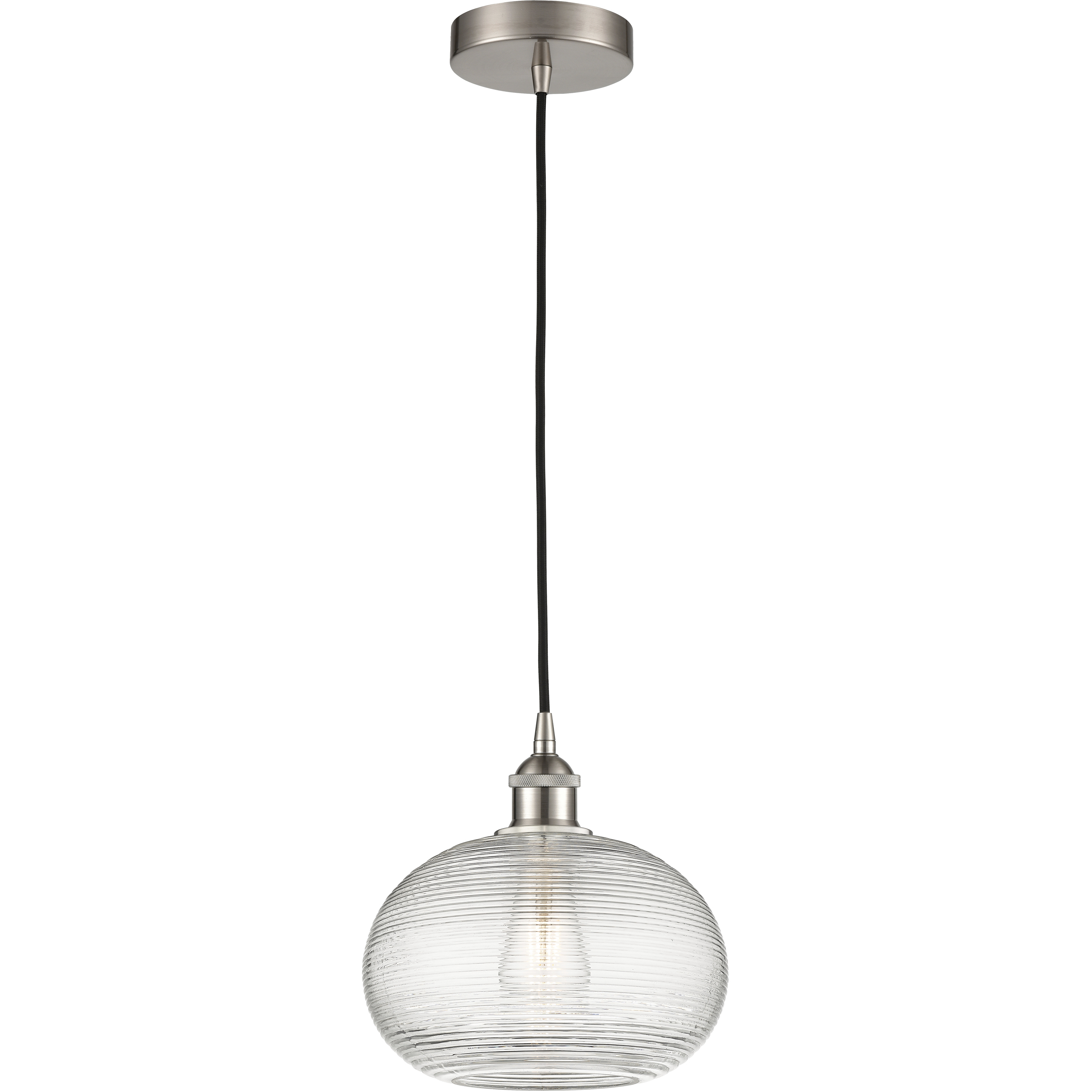 Edison Ithaca 1 Light 10 inch Brushed Satin Nickel Cord Hung Mini Pendant Ceiling Light