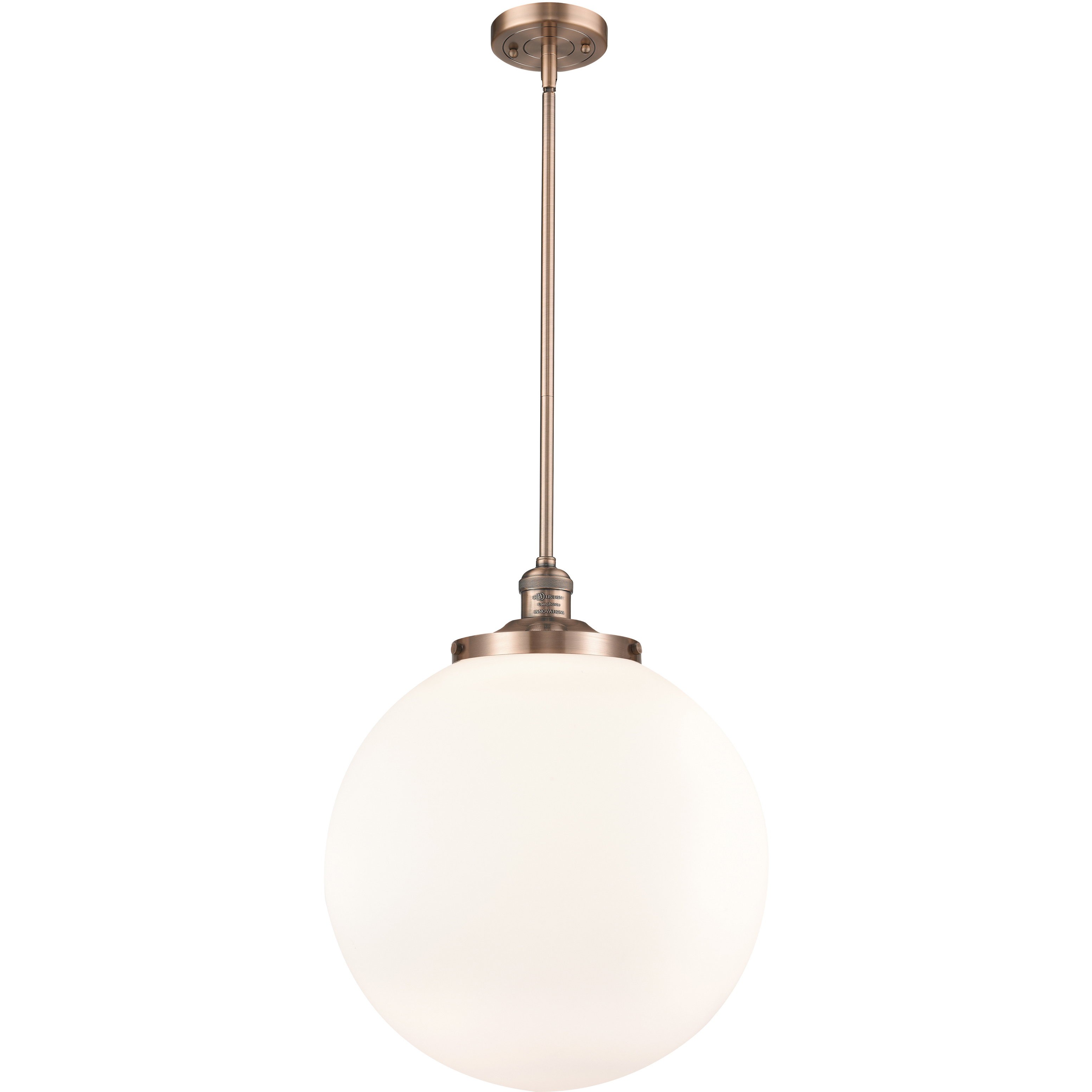 Franklin Restoration Beacon 1 Light 16 inch Antique Copper Pendant Ceiling Light in Incandescent, Matte White
