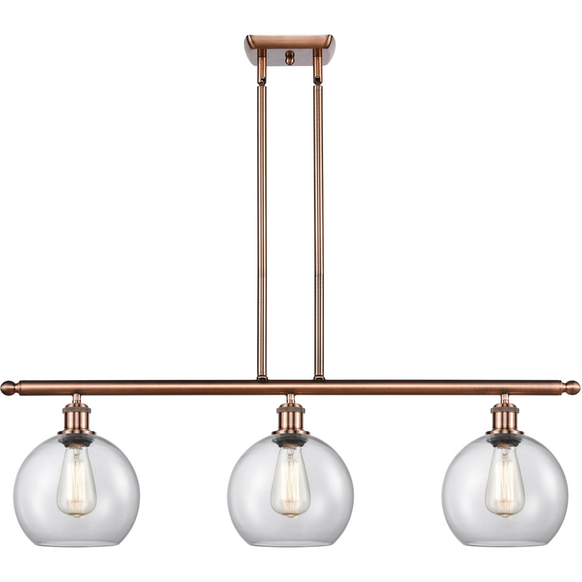Ballston Athens LED 36 inch Antique Copper Island Light Ceiling Light in Clear Glass, Ballston