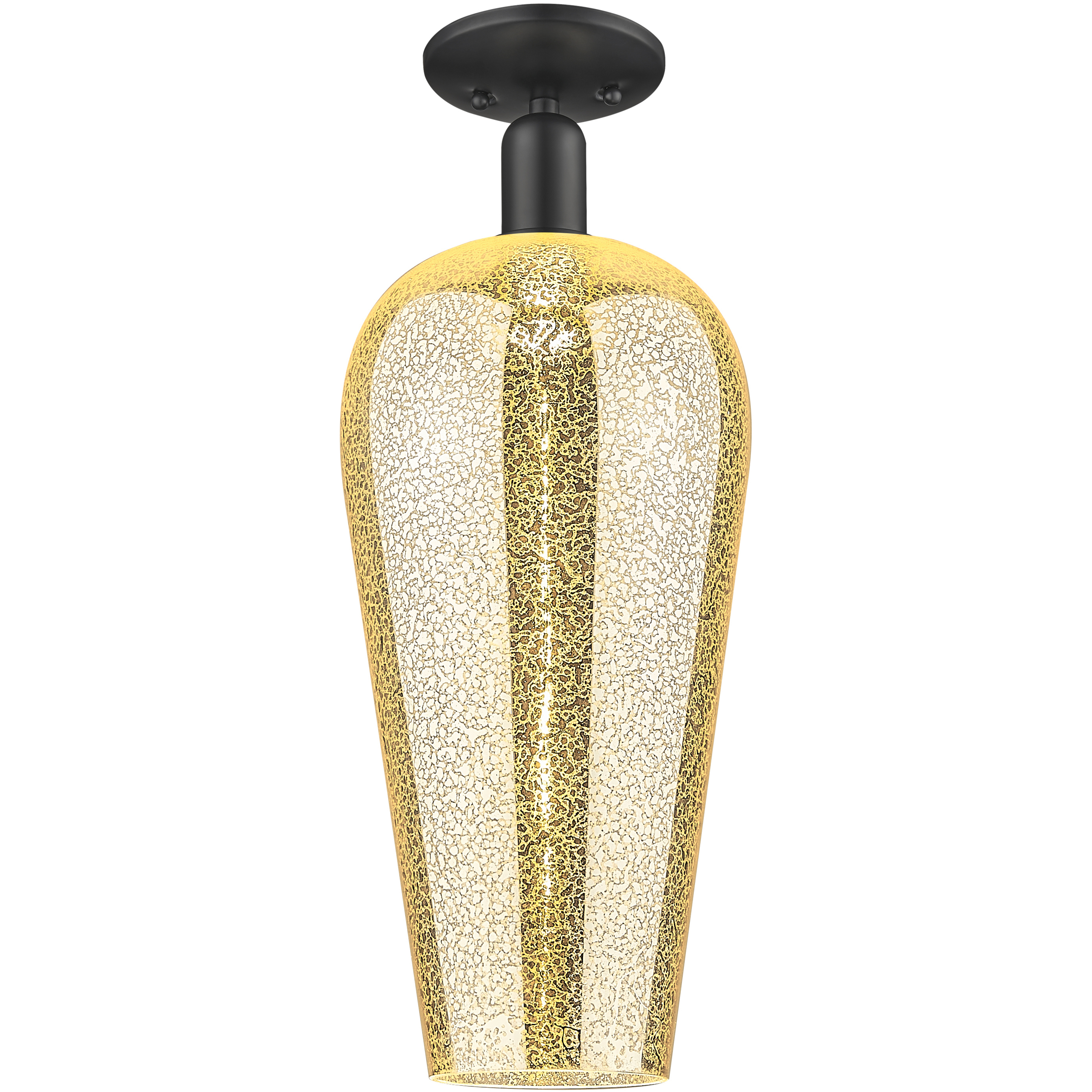 Chelsea 1 Light 8 inch Matte Black Semi-Flush Mount Ceiling Light in Mercury Deco Swirl Glass