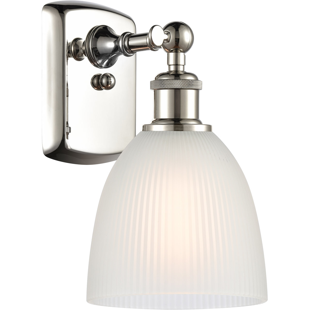 Ballston Castile LED 6 inch Polished Nickel Sconce Wall Light in White Glass, Ballston