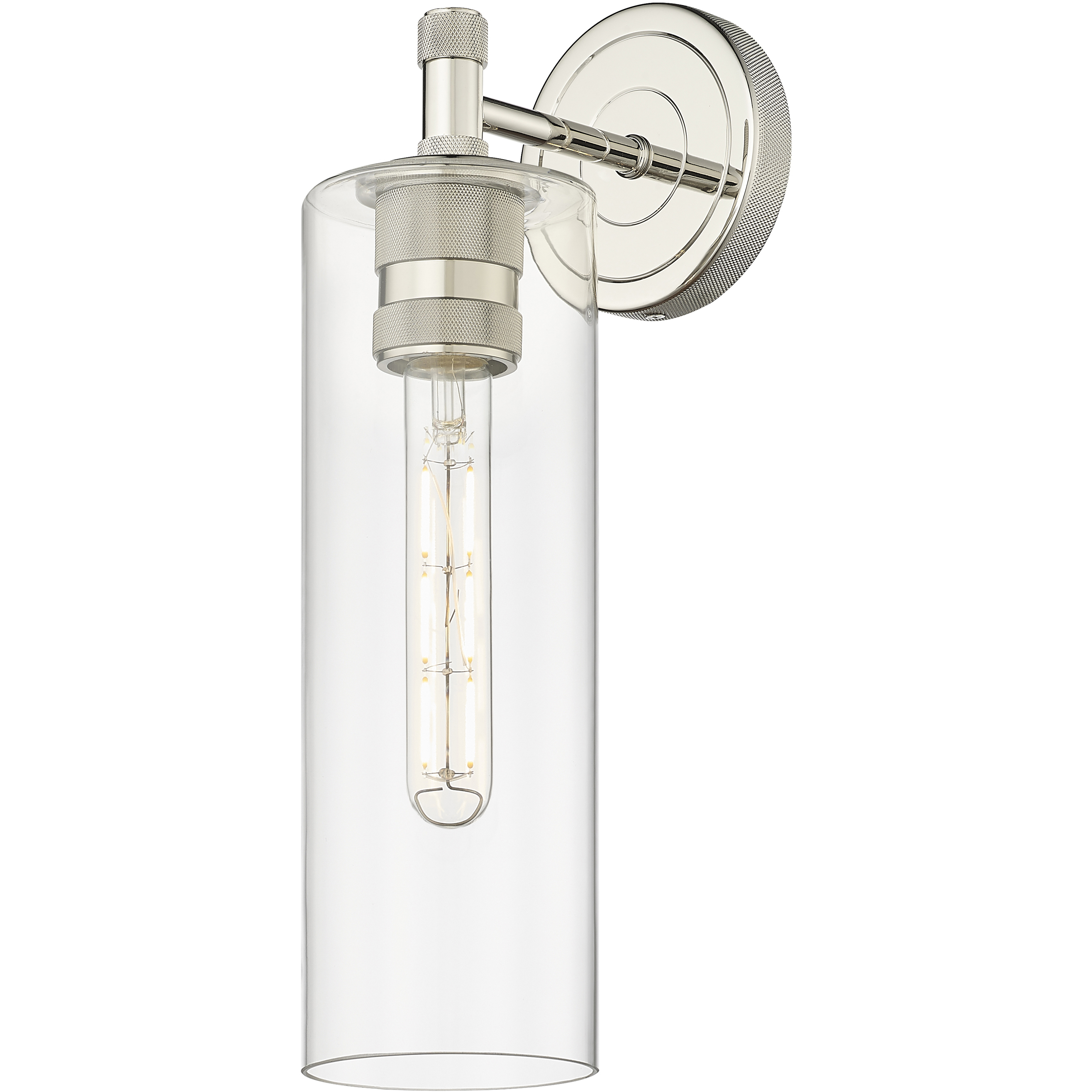 Crown Point Sconce Wall Light in Polished Nickel, Clear Glass