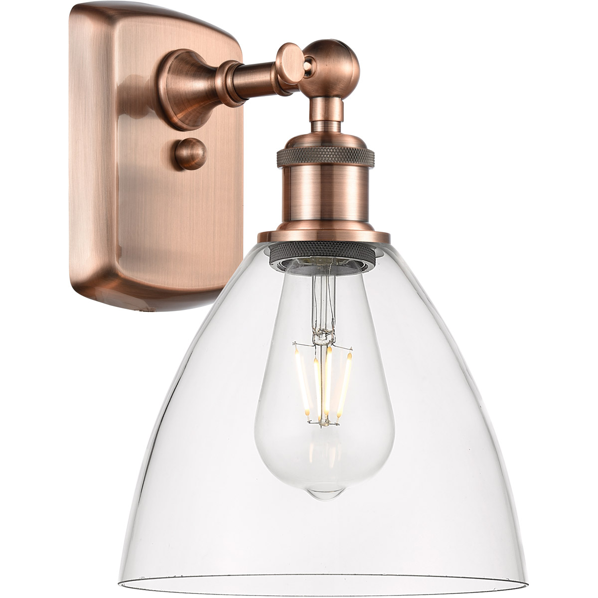Ballston Dome 1 Light 8 inch Antique Copper Sconce Wall Light in Clear Glass