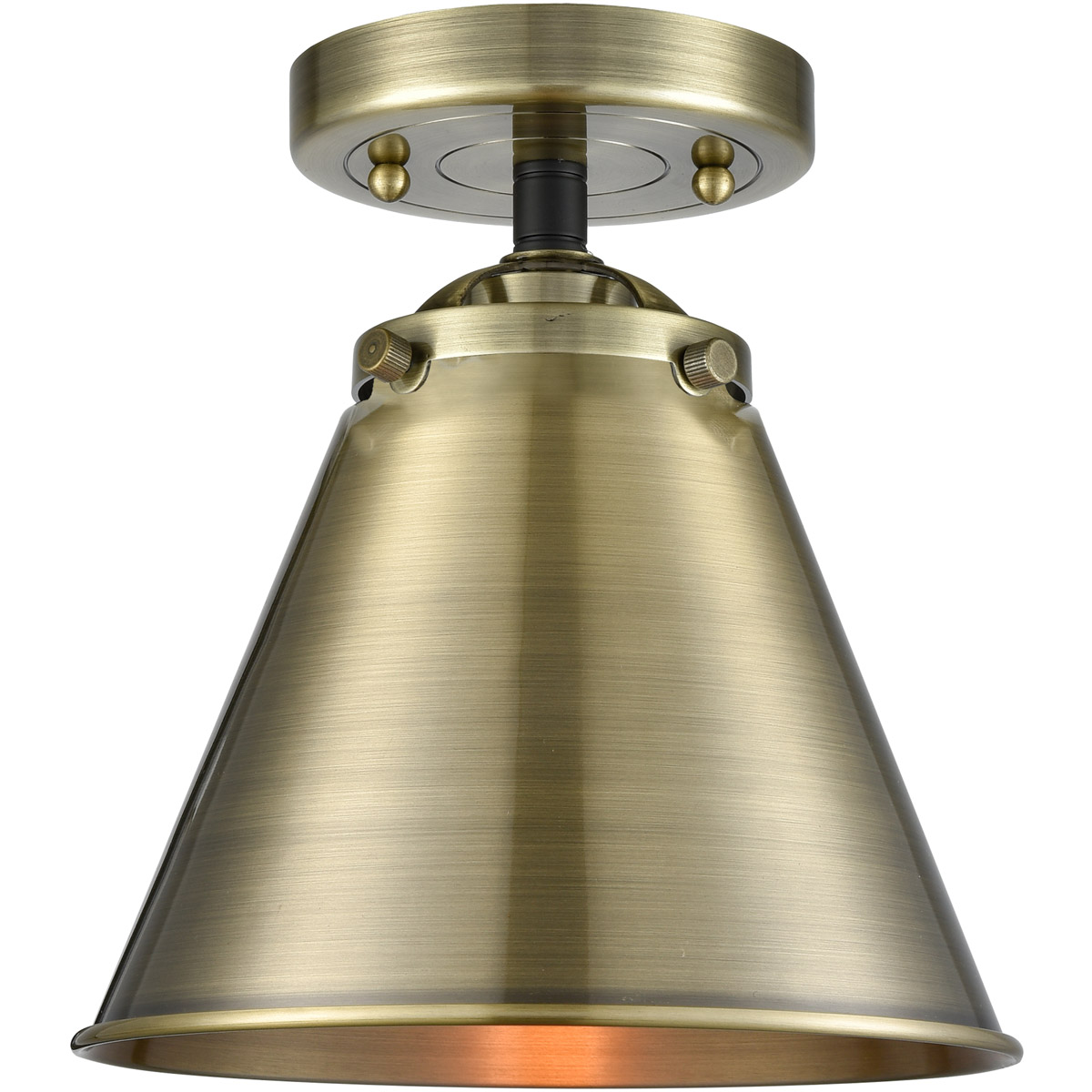 Nouveau Appalachian 1 Light 8 inch Black Antique Brass Semi-Flush Mount Ceiling Light, Nouveau