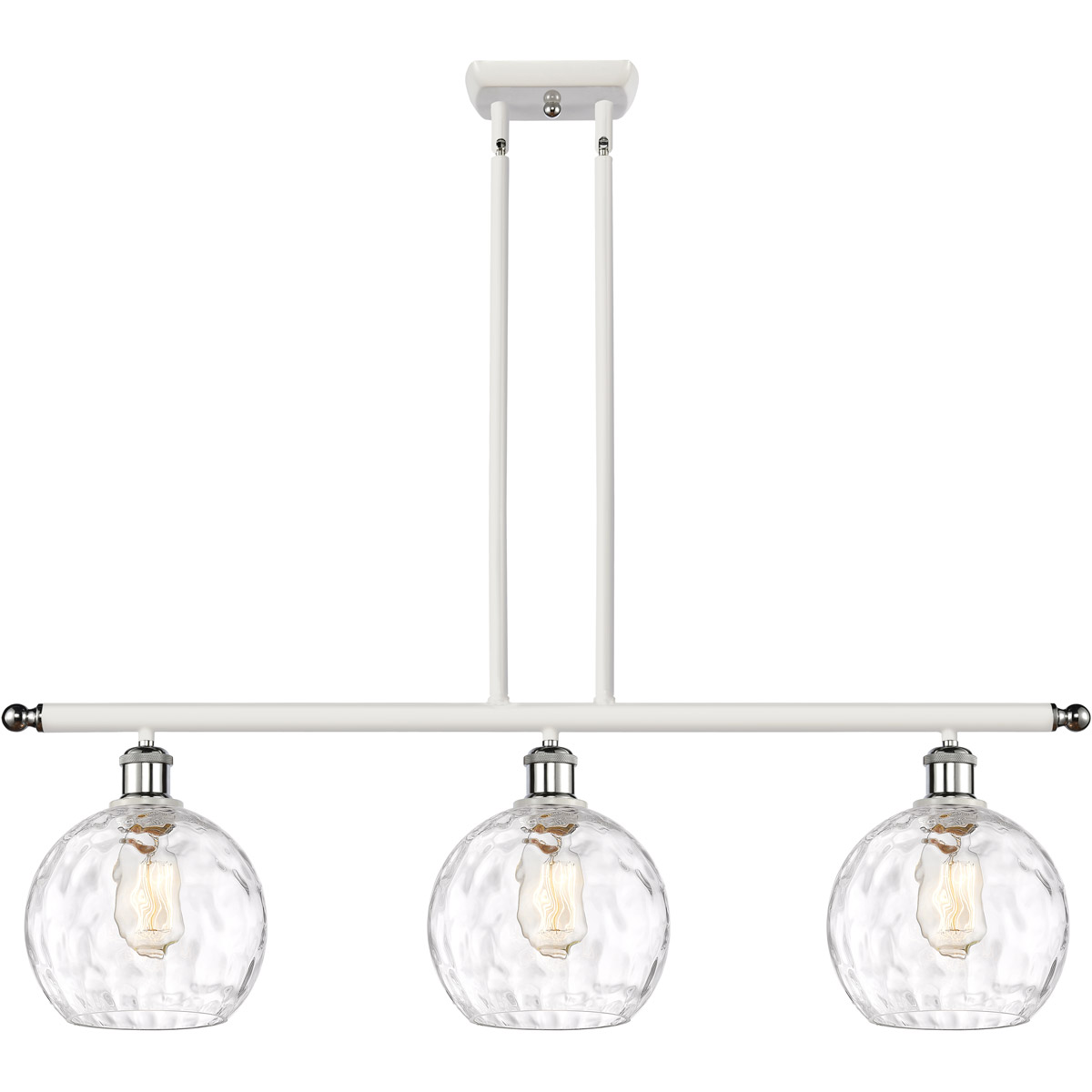 Ballston Athens Water Glass LED 36 inch White and Polished Chrome Island Light Ceiling Light