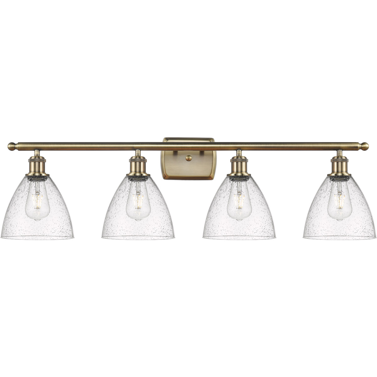 Ballston Ballston Dome 4 Light 38 inch Antique Brass Bath Vanity Light Wall Light in Seedy Glass