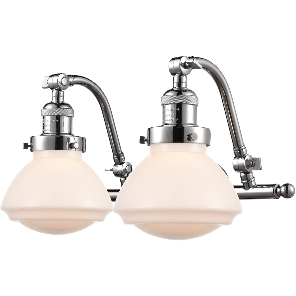Franklin Restoration Olean 2 Light 19 inch Polished Chrome Bath Vanity Light Wall Light in Matte White Glass, Franklin Restoration