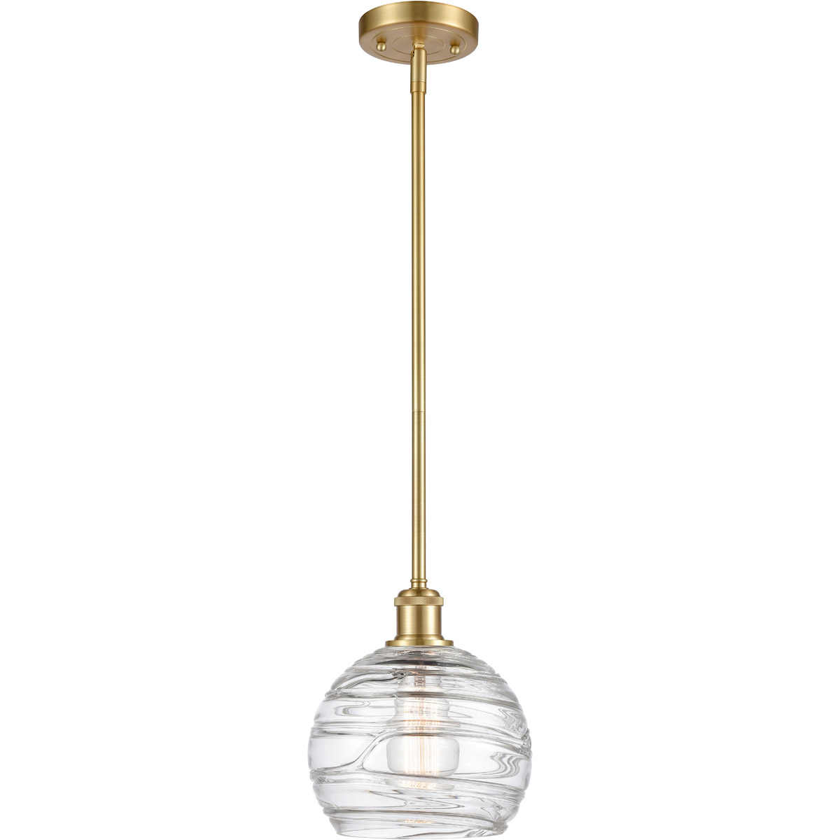 Ballston Deco Swirl 1 Light 8 inch Satin Gold Pendant Ceiling Light, Ballston