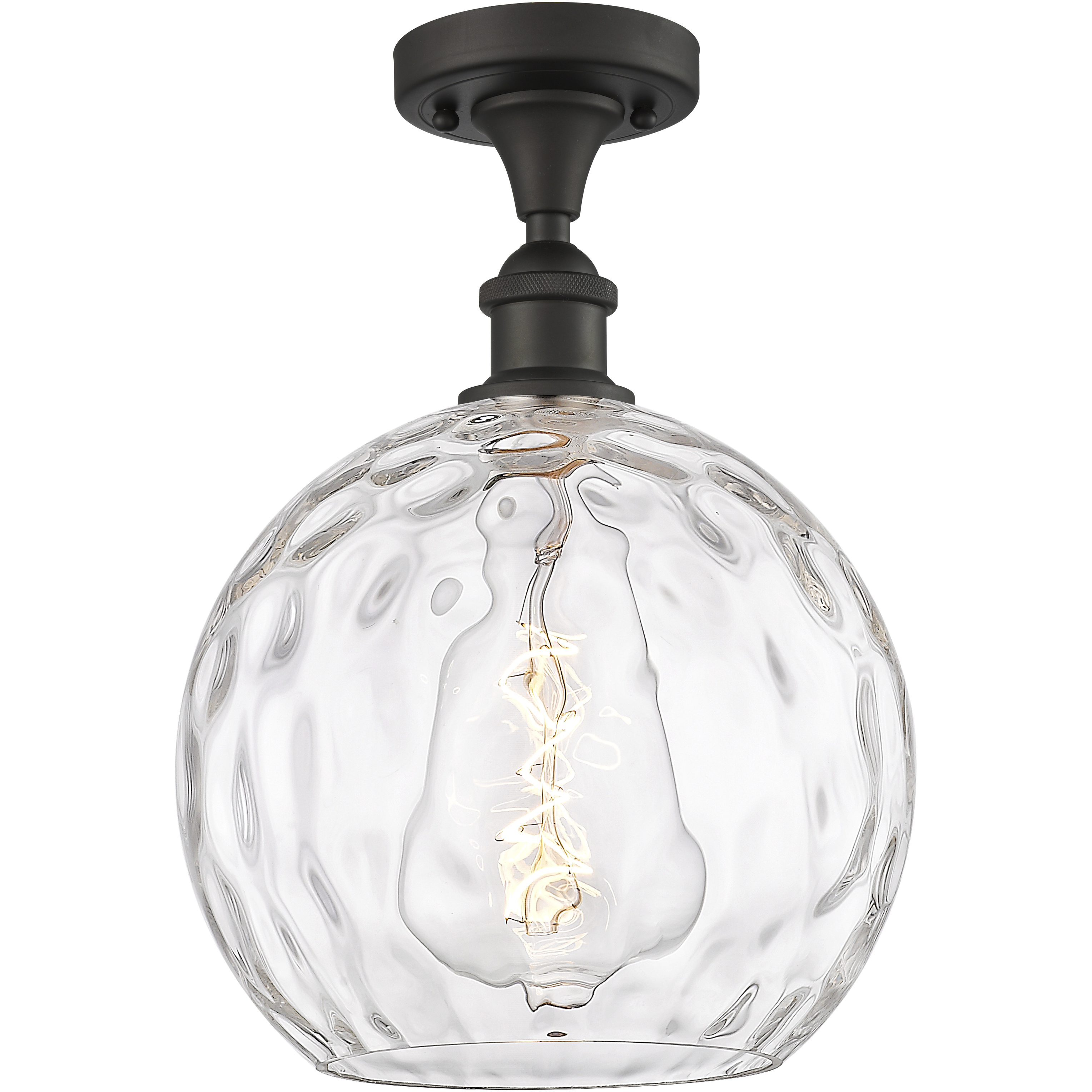 Edison Athens Water Glass 1 Light 10 inch Oil Rubbed Bronze Semi-Flush Mount Ceiling Light