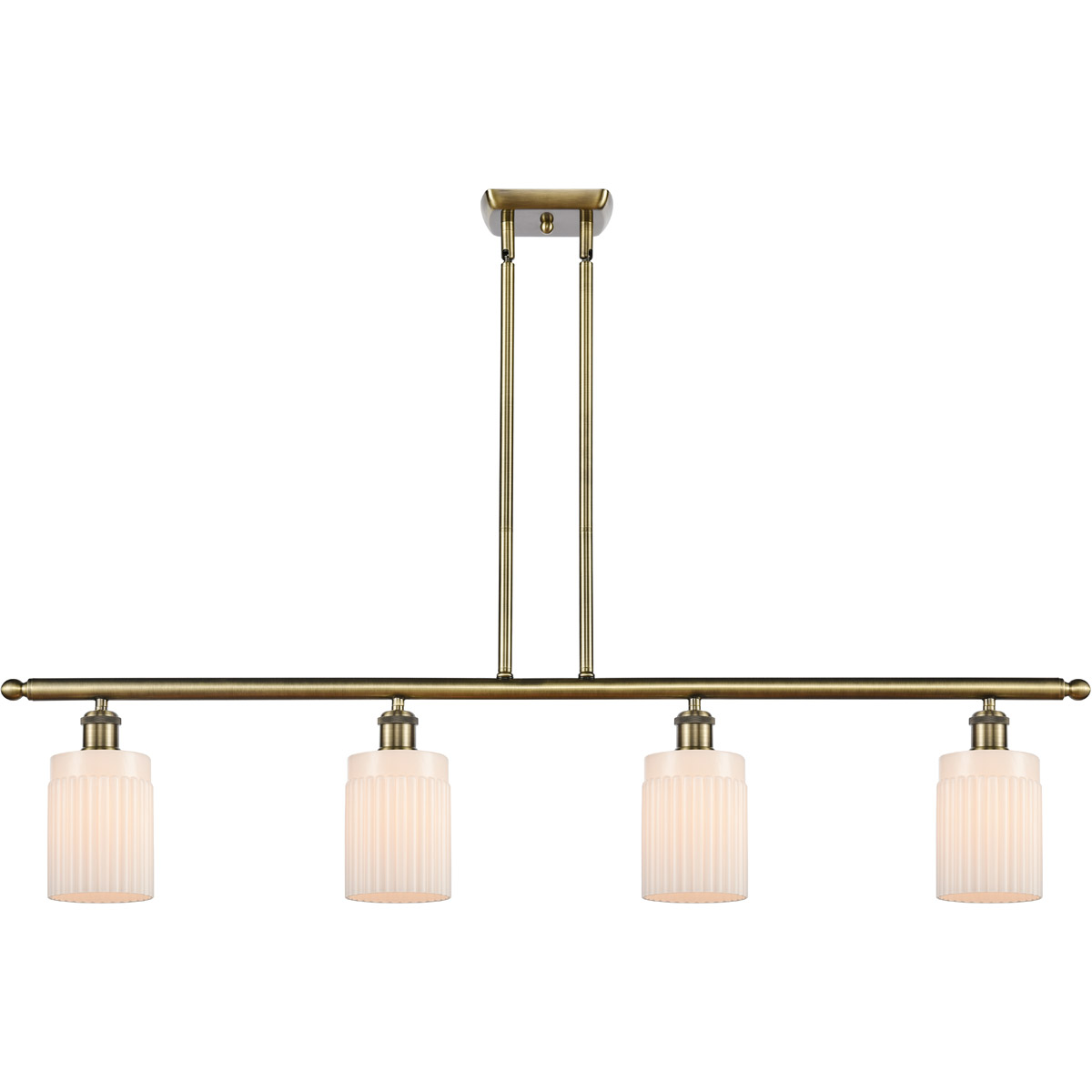 Ballston Hadley 4 Light 48 inch Antique Brass Island Light Ceiling Light in Matte White Glass, Ballston