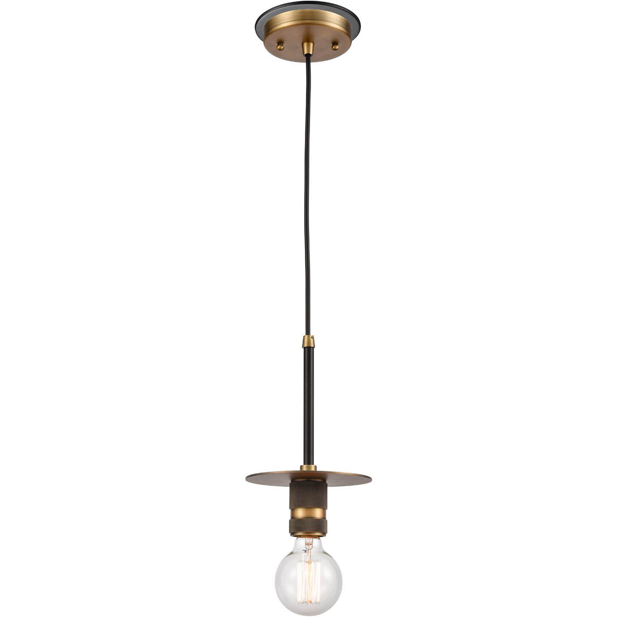 Restoration Aurora 1 Light 5.88 inch Black Brushed Brass Mini Pendant Ceiling Light, Restoration