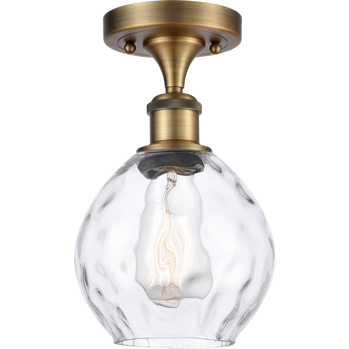 Ballston Small Waverly LED 6 inch Brushed Brass Semi-Flush Mount Ceiling Light, Ballston