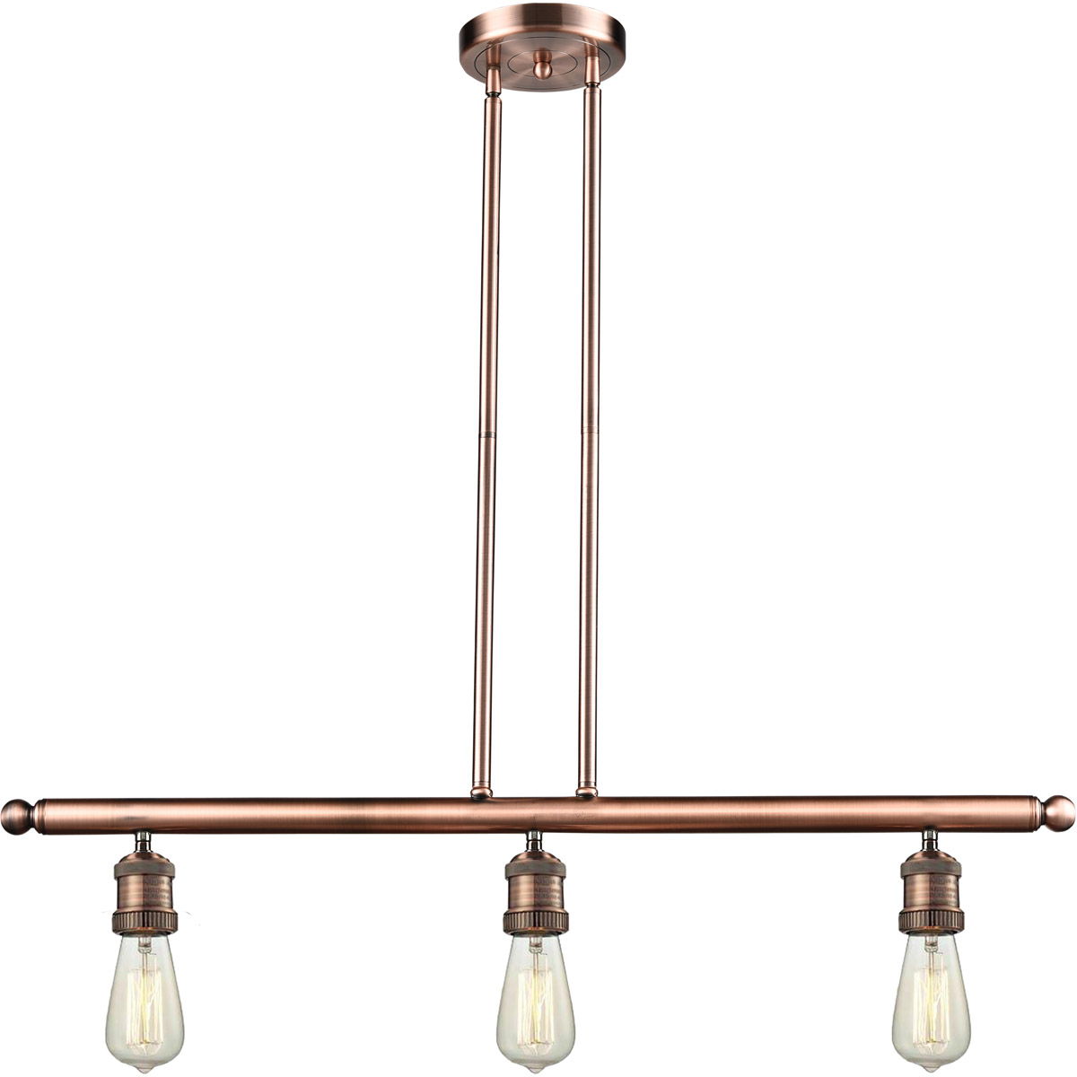 Franklin Restoration Bare Bulb LED 38.25 inch Antique Copper Island Light Ceiling Light