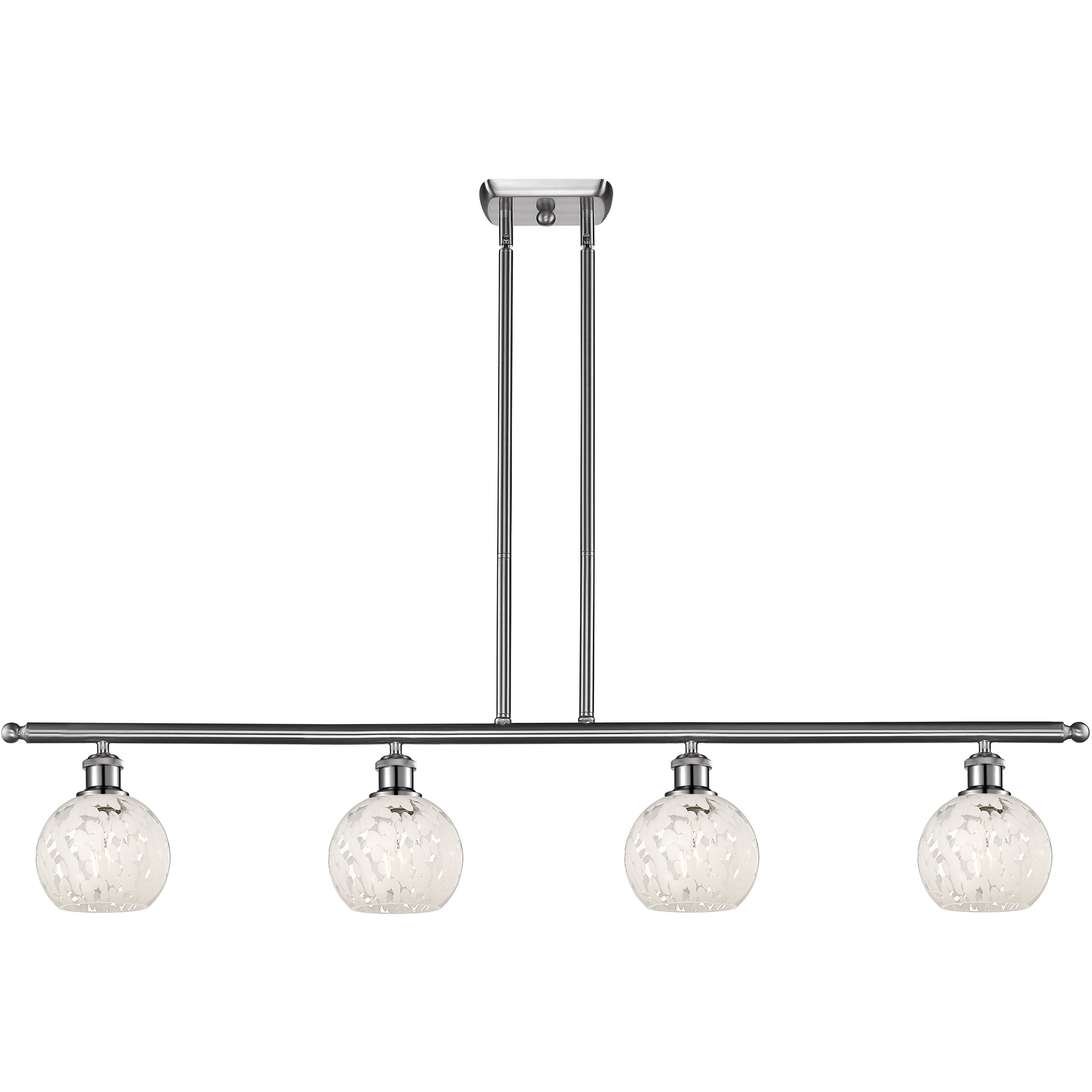 Ballston White Mouchette 4 Light 48 inch Brushed Satin Nickel Stem Hung Island Light Ceiling Light