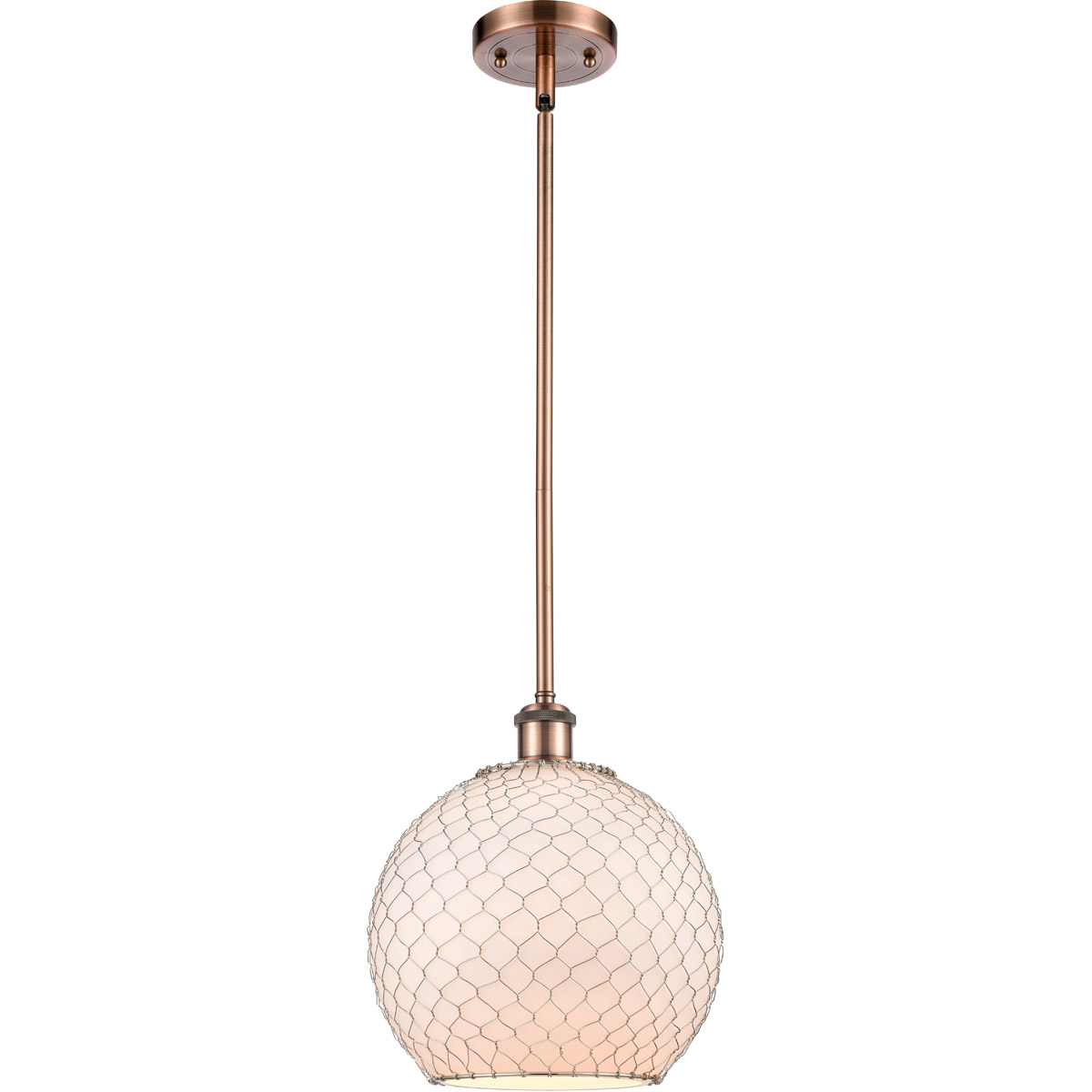 Ballston Large Farmhouse Chicken Wire 1 Light 10 inch Antique Copper Pendant Ceiling Light, Ballston