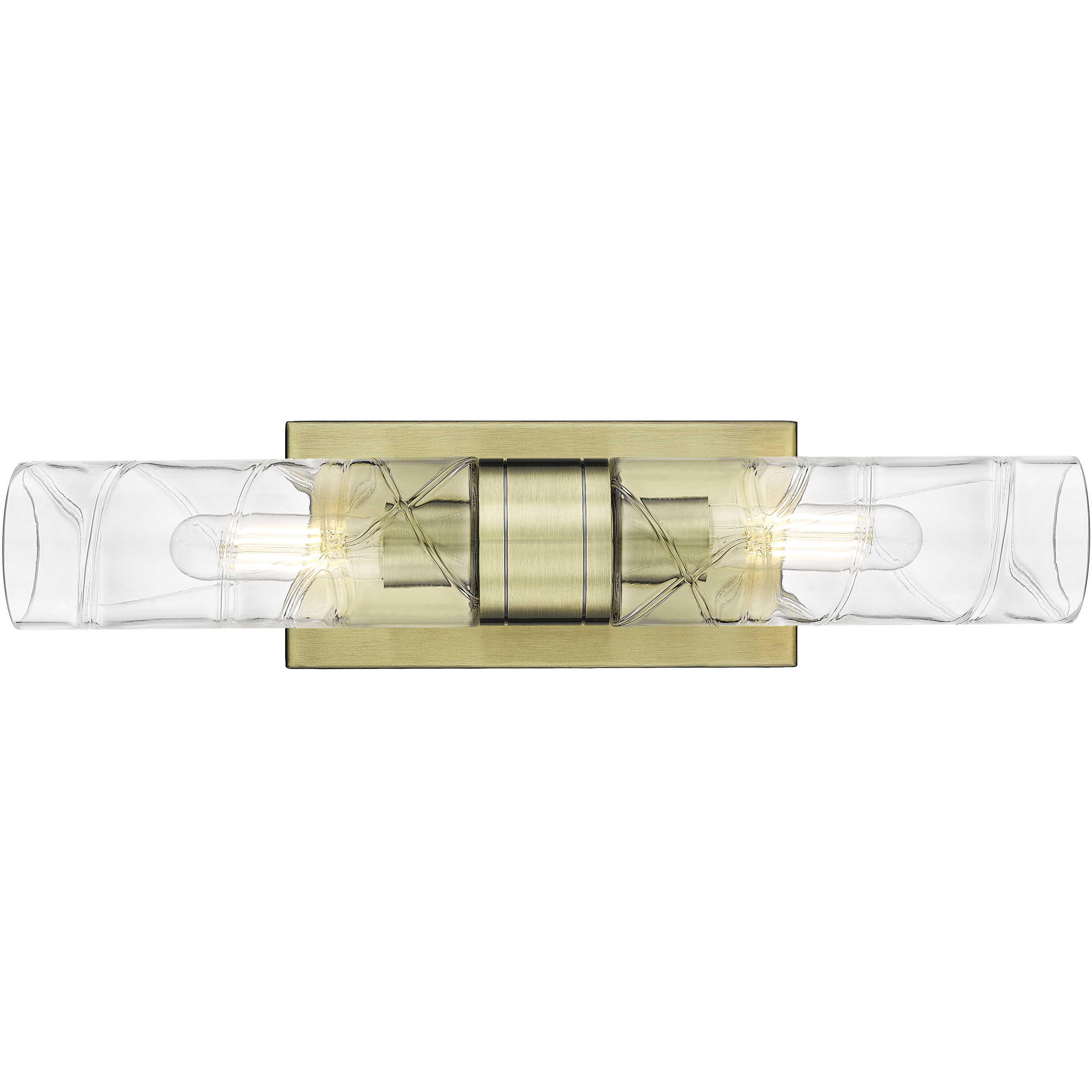 Ballston Urban 2 Light 18 inch Antique Brass Bath Vanity Light Wall Light in Deco Swirl Glass