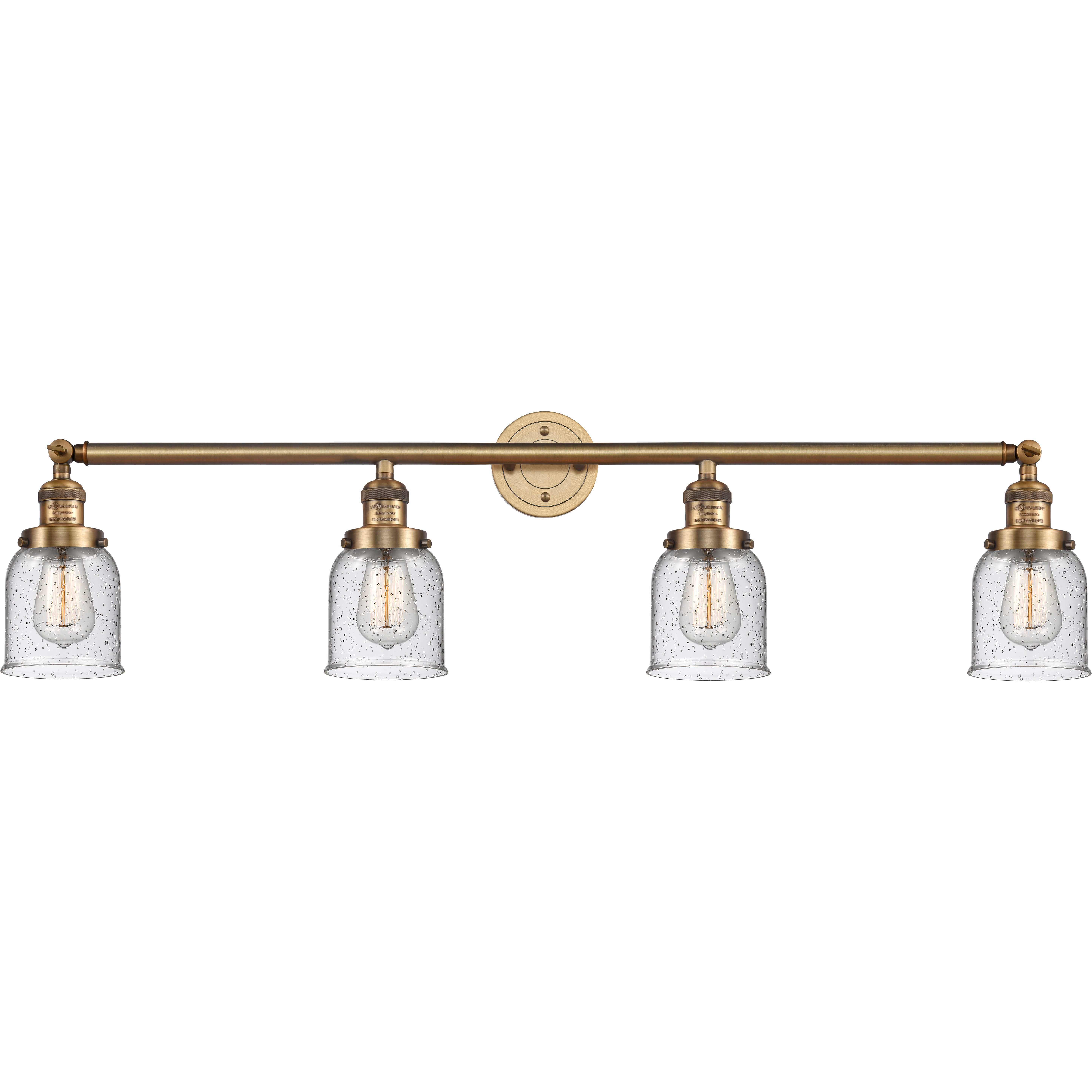 Franklin Restoration Small Bell LED 42 inch Brushed Brass Bath Vanity Light Wall Light in Seedy Glass, Franklin Restoration
