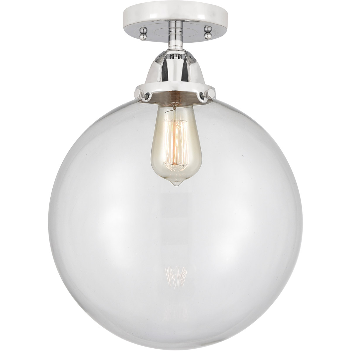 Nouveau 2 Beacon 1 Light 12 inch Polished Chrome Semi-Flush Mount Ceiling Light in Clear Glass