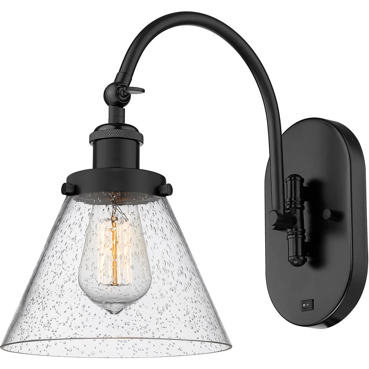 Franklin Restoration Cone LED 8 inch Matte Black Sconce Wall Light in Seedy Glass