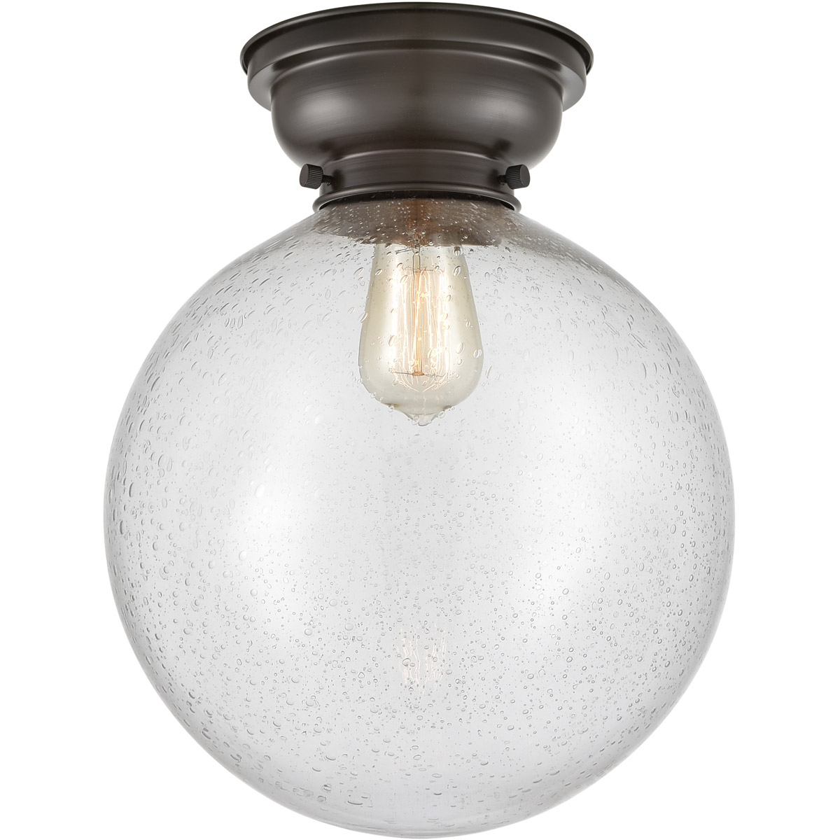 Aditi XX-Large Beacon LED 12 inch Oil Rubbed Bronze Flush Mount Ceiling Light in Seedy Glass, Aditi