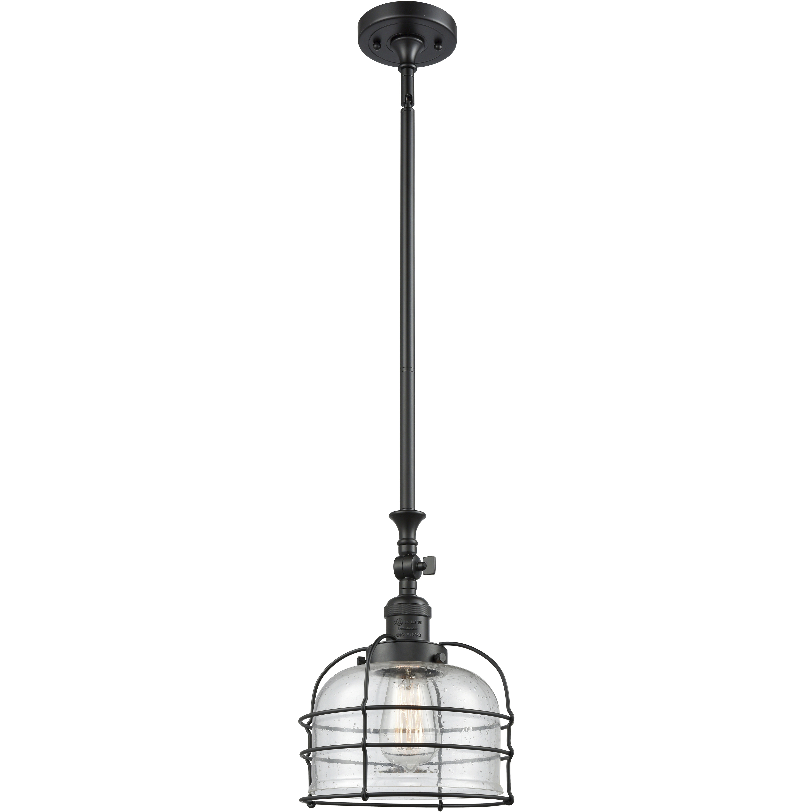 Franklin Restoration Bell Cage LED 9 inch Matte Black Mini Pendant Ceiling Light in Seedy, Franklin Restoration