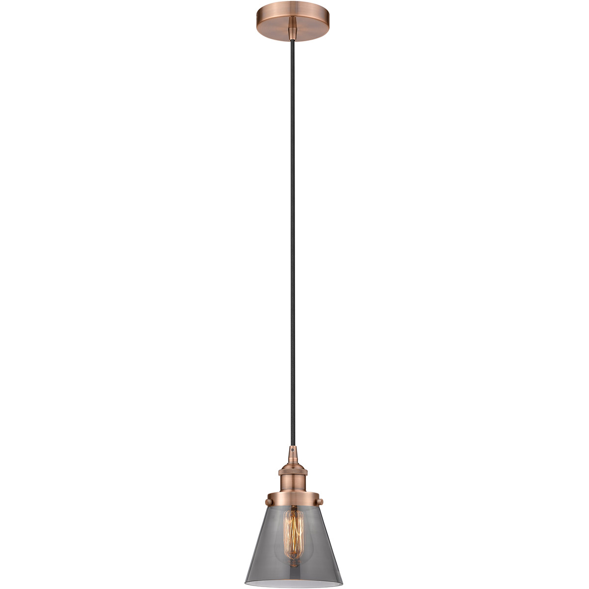 Edison Cone LED 6 inch Antique Copper Mini Pendant Ceiling Light