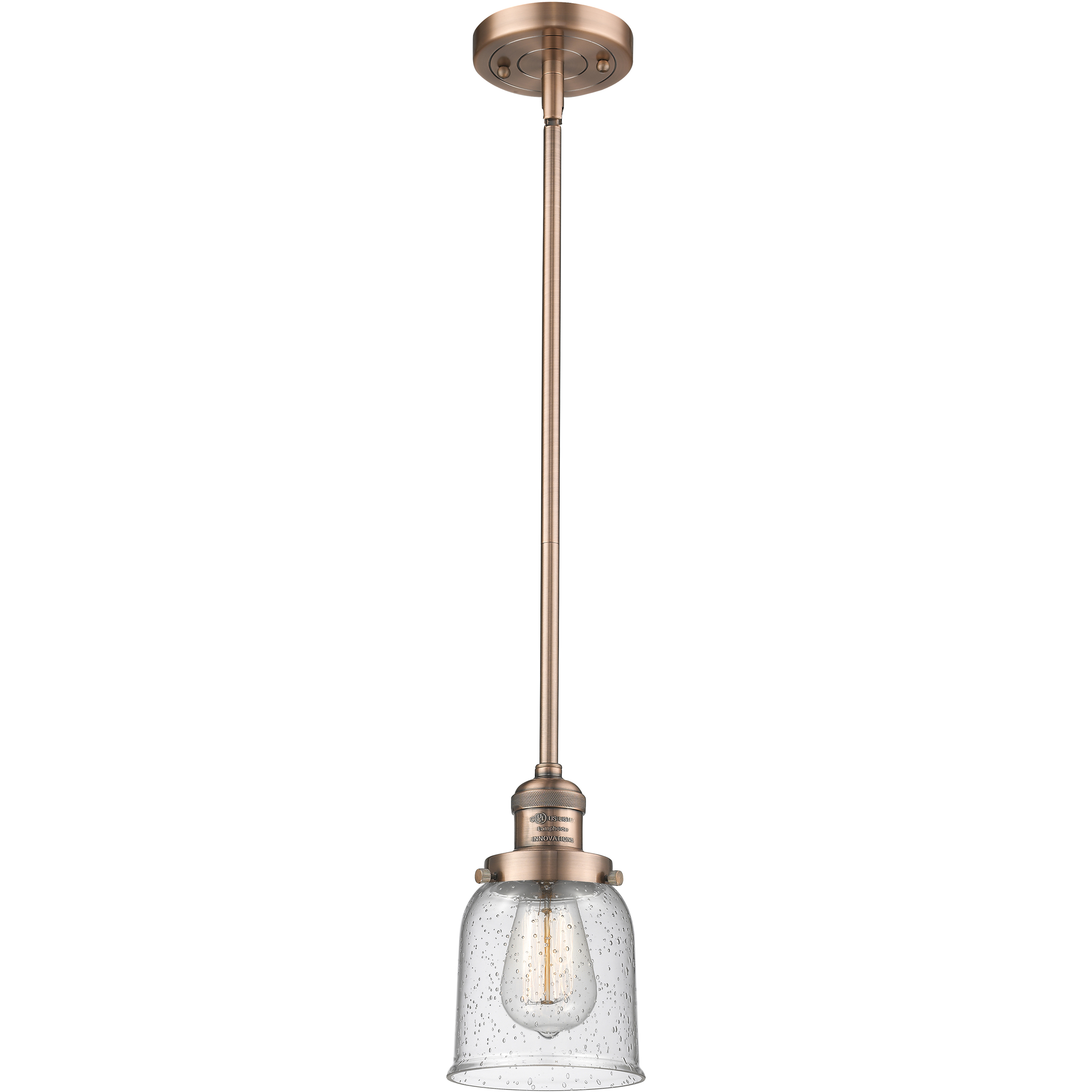 Franklin Restoration Bell 1 Light 5 inch Antique Copper Mini Pendant Ceiling Light in Incandescent, Seedy, Franklin Restoration