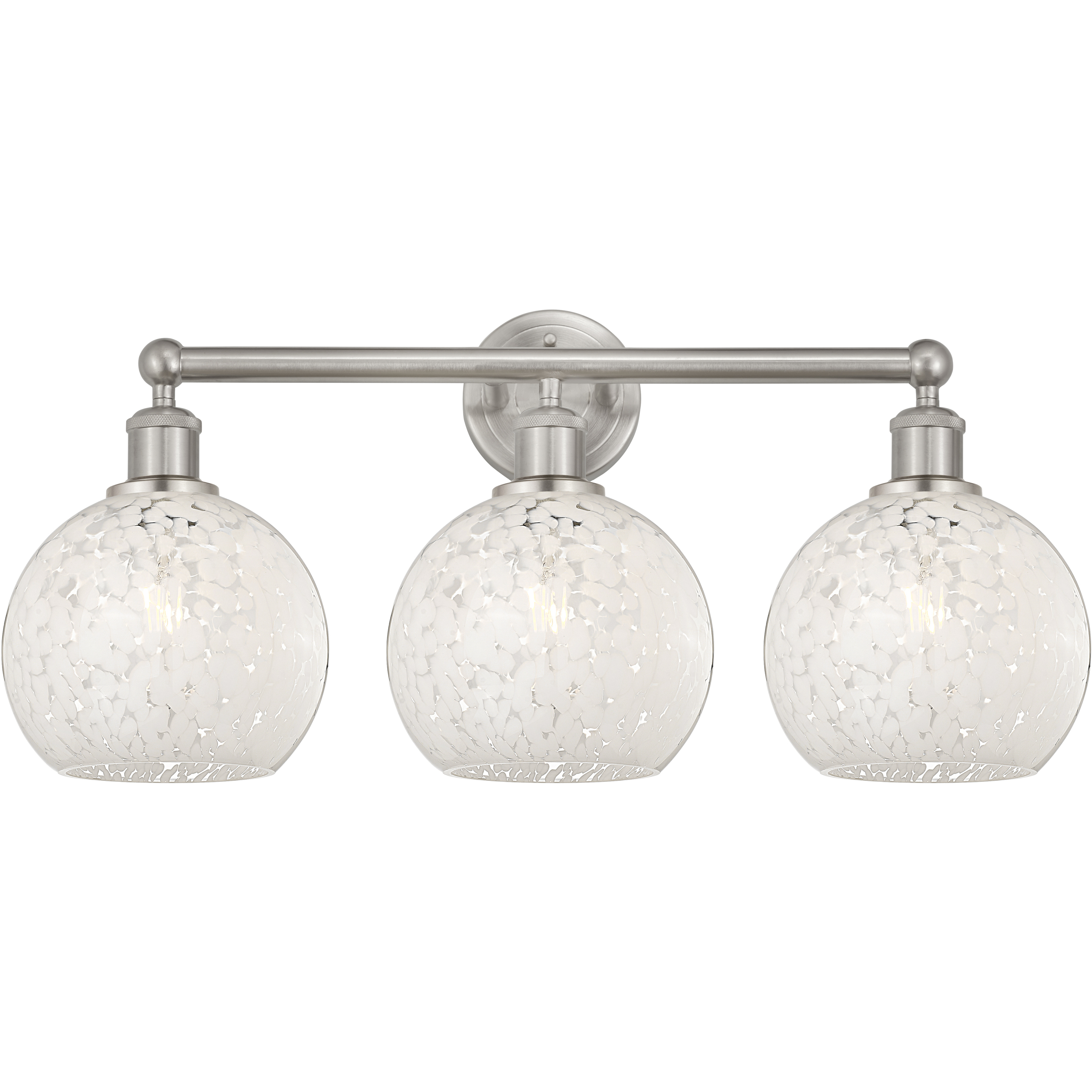 Edison White Mouchette 3 Light 26 inch Satin Nickel Bath Vanity Light Wall Light