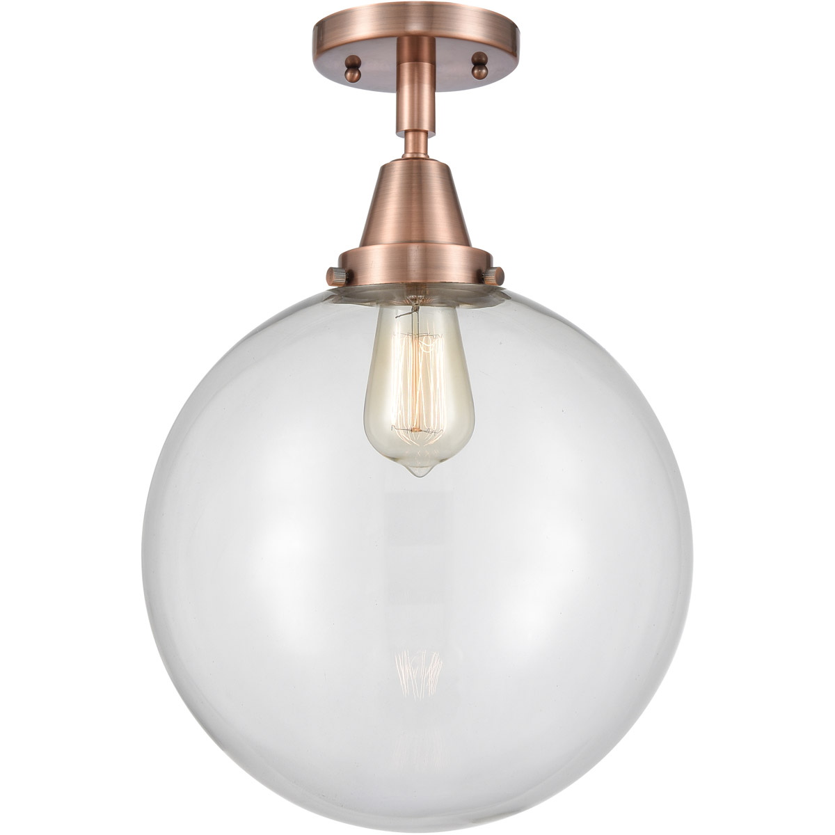 Beacon LED 12 inch Antique Copper Flush Mount Ceiling Light in Clear Glass
