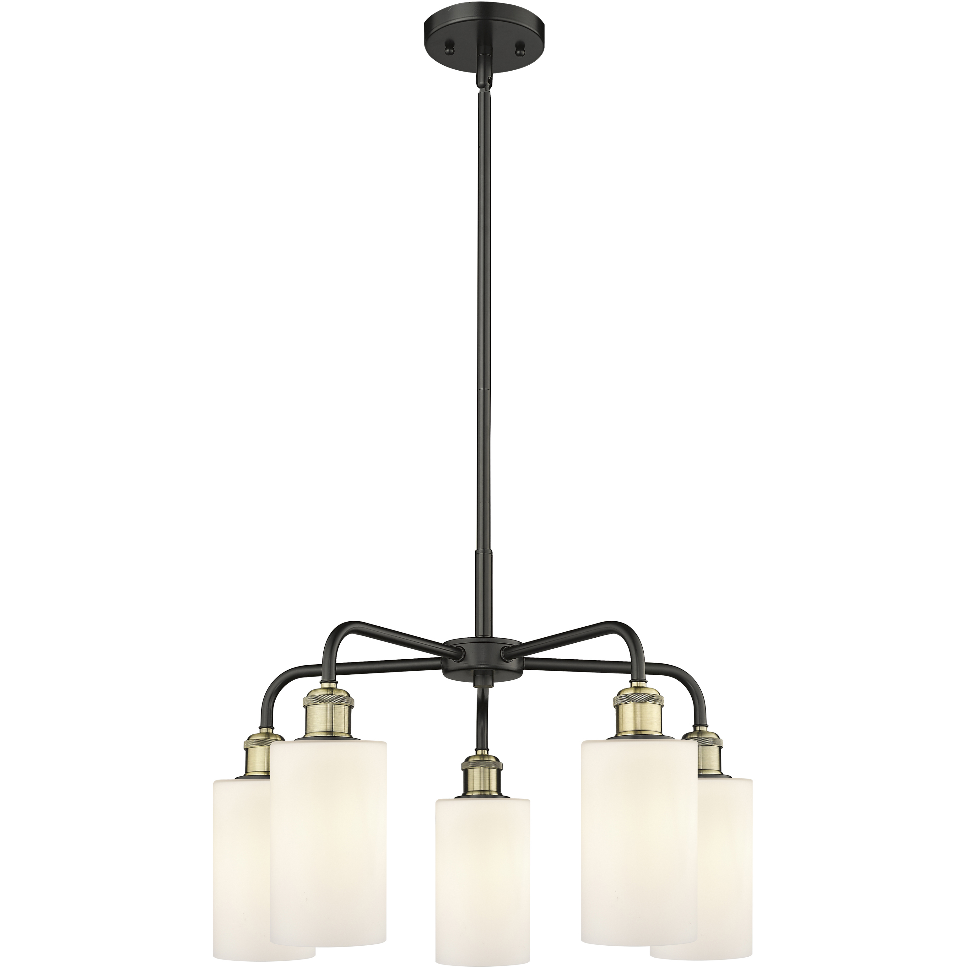 Clymer 5 Light 21.88 inch Black Antique Brass Chandelier Ceiling Light in Matte White Glass