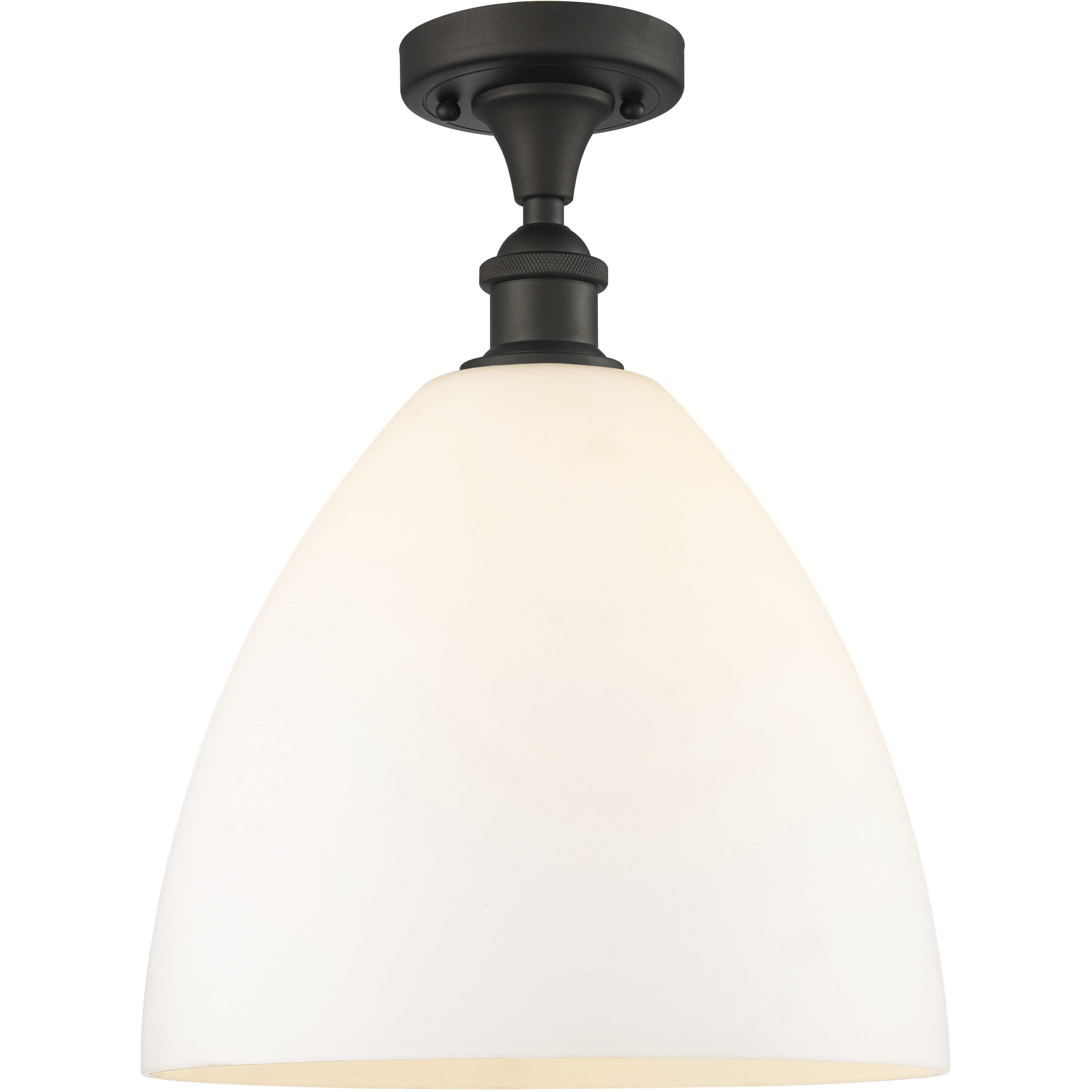 Edison Bristol Glass 1 Light 12 inch Oil Rubbed Bronze Semi-Flush Mount Ceiling Light in Matte White Glass