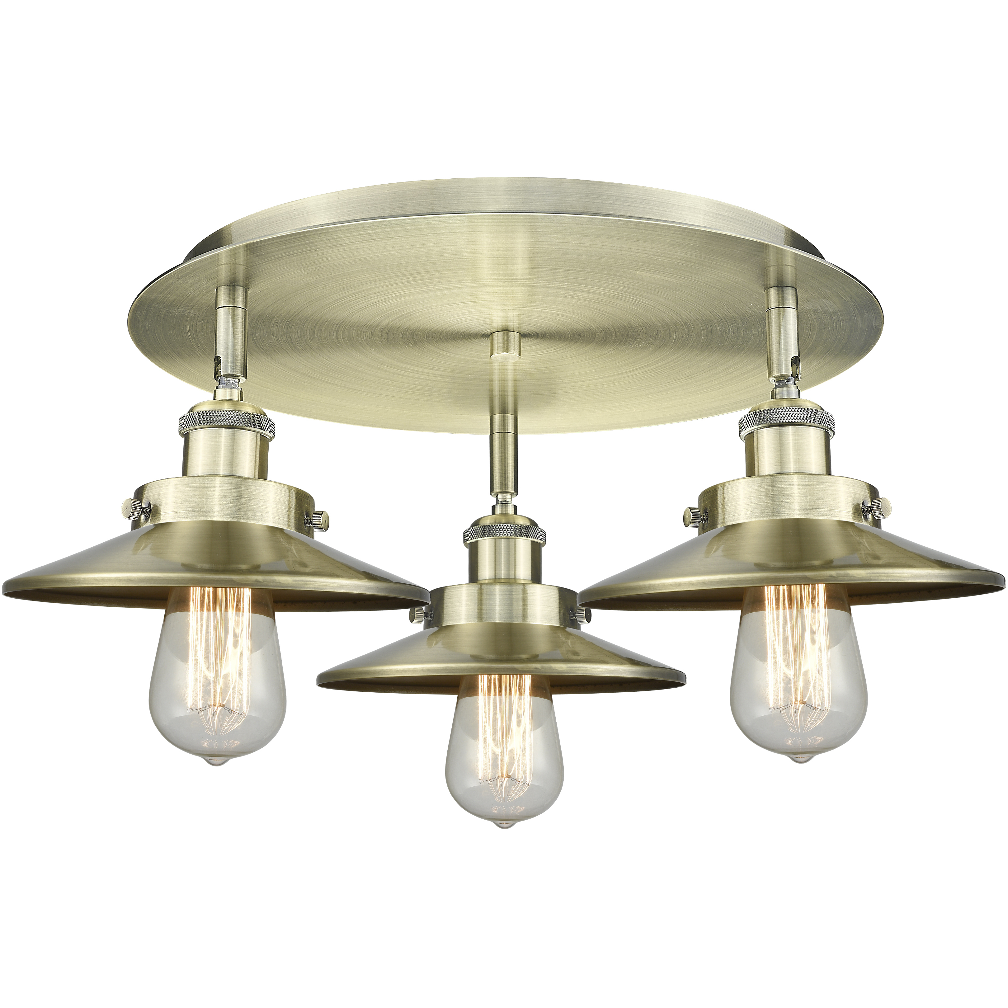 Ballston Urban 3 Light 19.75 inch Antique Brass Flush Mount Ceiling Light