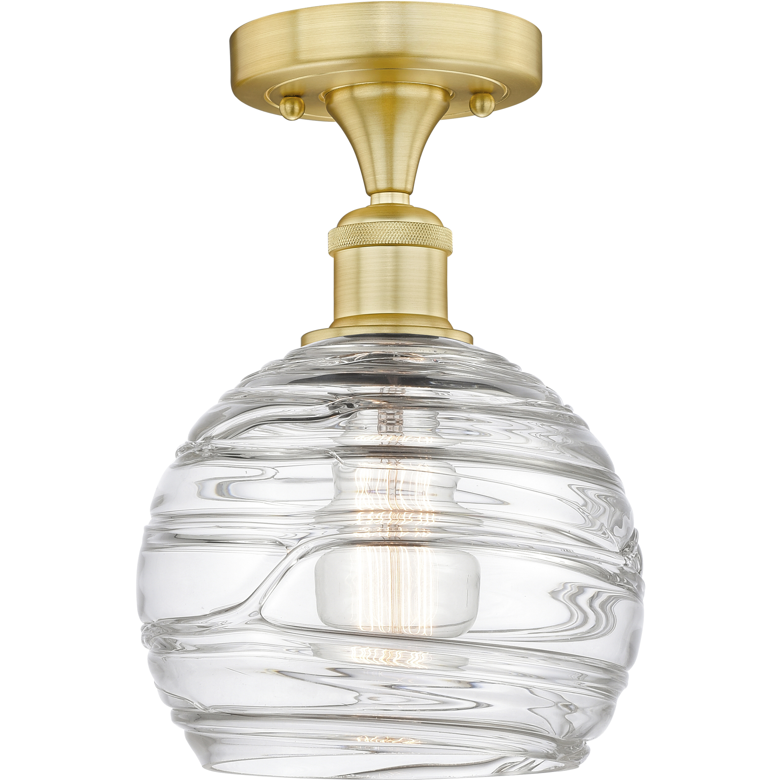 Athens Deco Swirl 1 Light 8 inch Satin Gold Semi-Flush Mount Ceiling Light