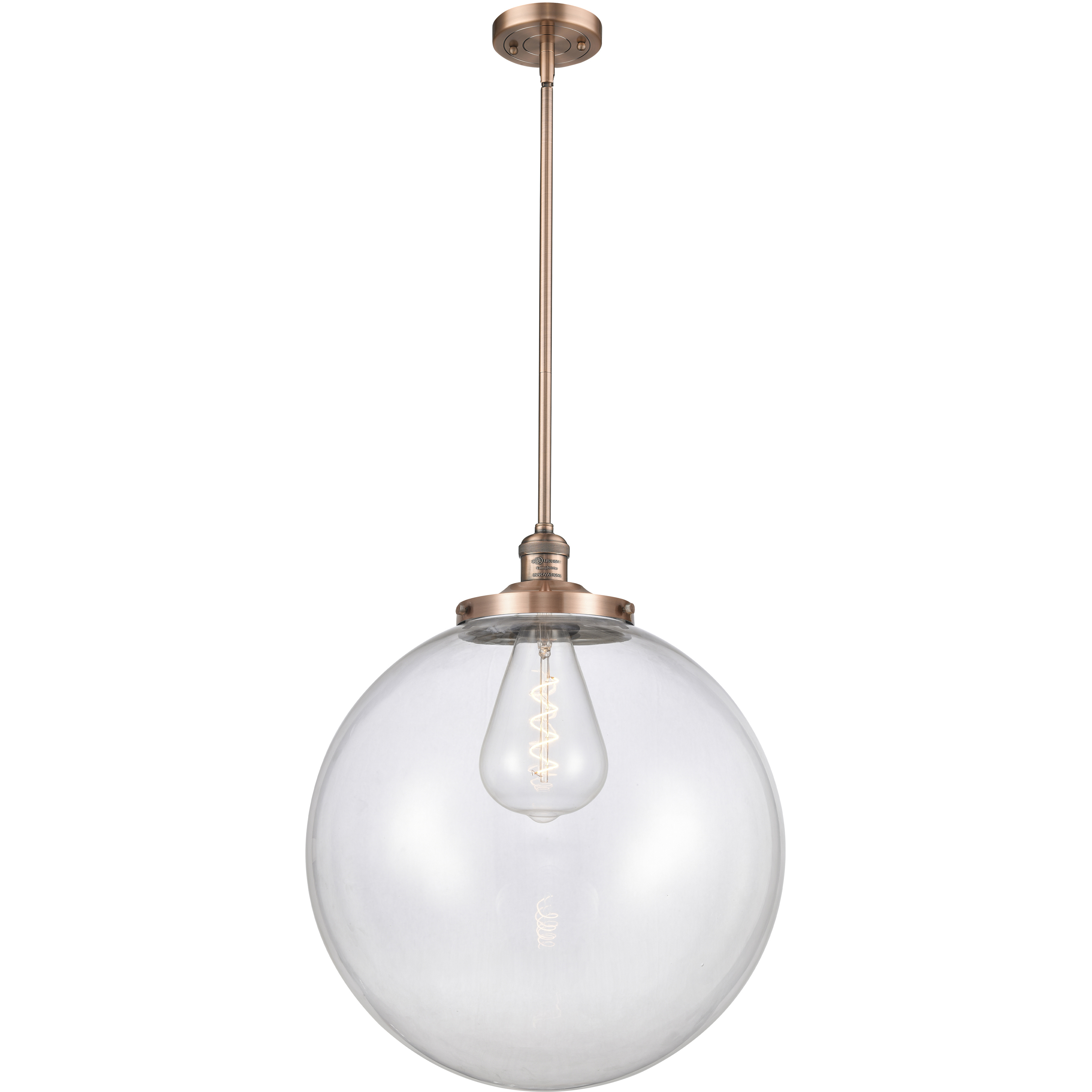 Franklin Restoration Beacon 1 Light 18 inch Antique Copper Pendant Ceiling Light in Incandescent, Clear