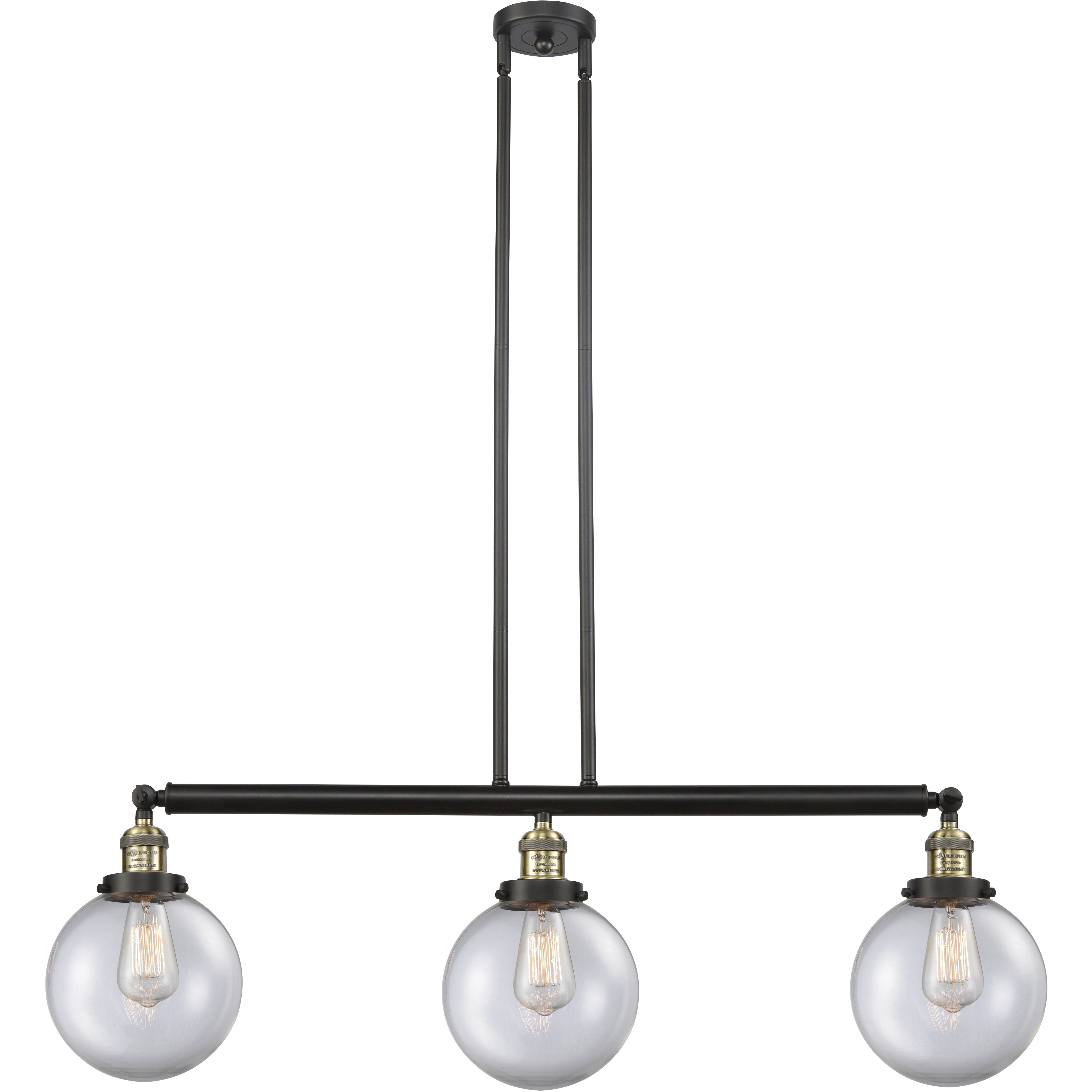 Franklin Restoration Large Beacon LED 41 inch Black Antique Brass Island Light Ceiling Light in Clear Glass, Franklin Restoration