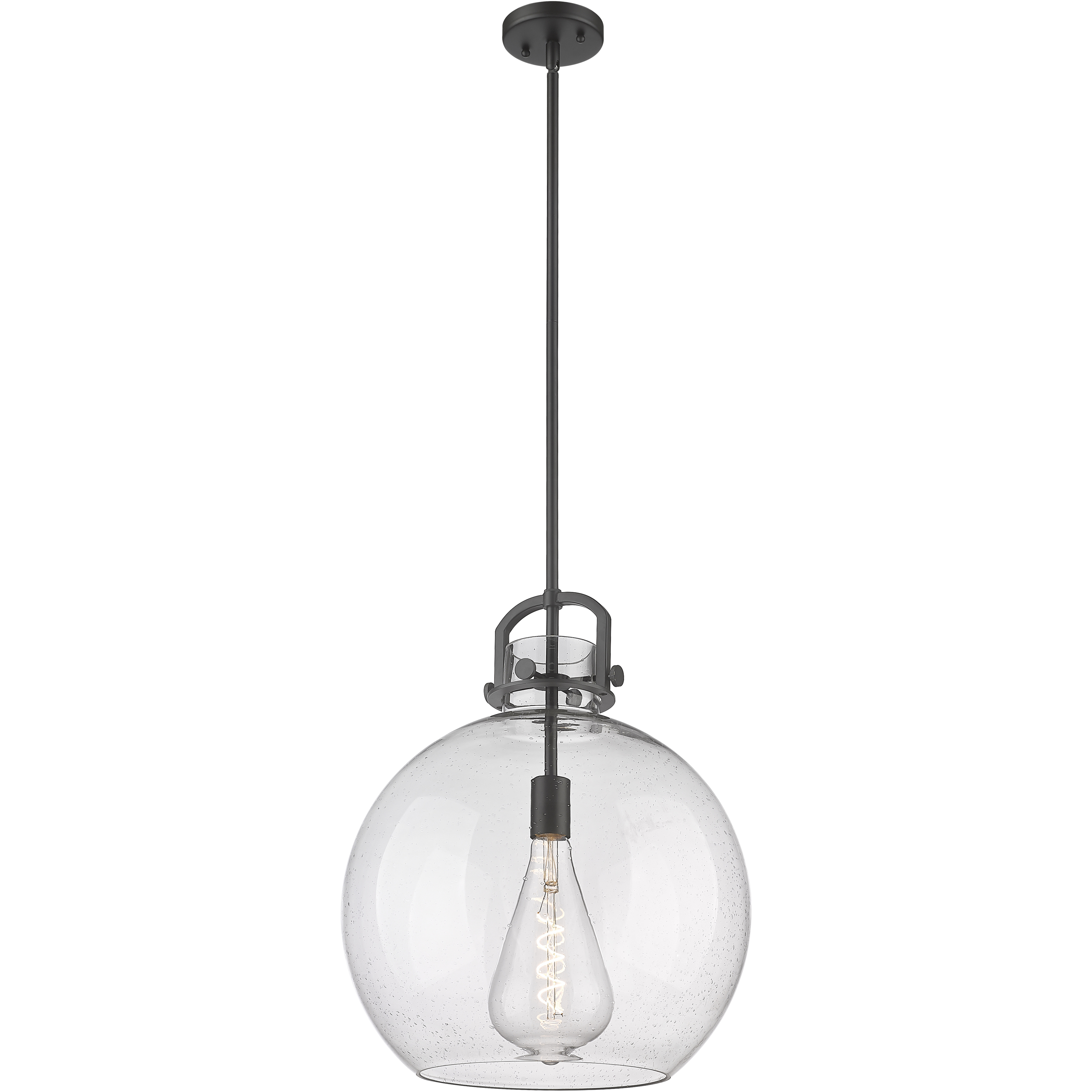 Downtown Urban Newton Sphere 1 Light 16 inch Matte Black Pendant Ceiling Light in Seedy