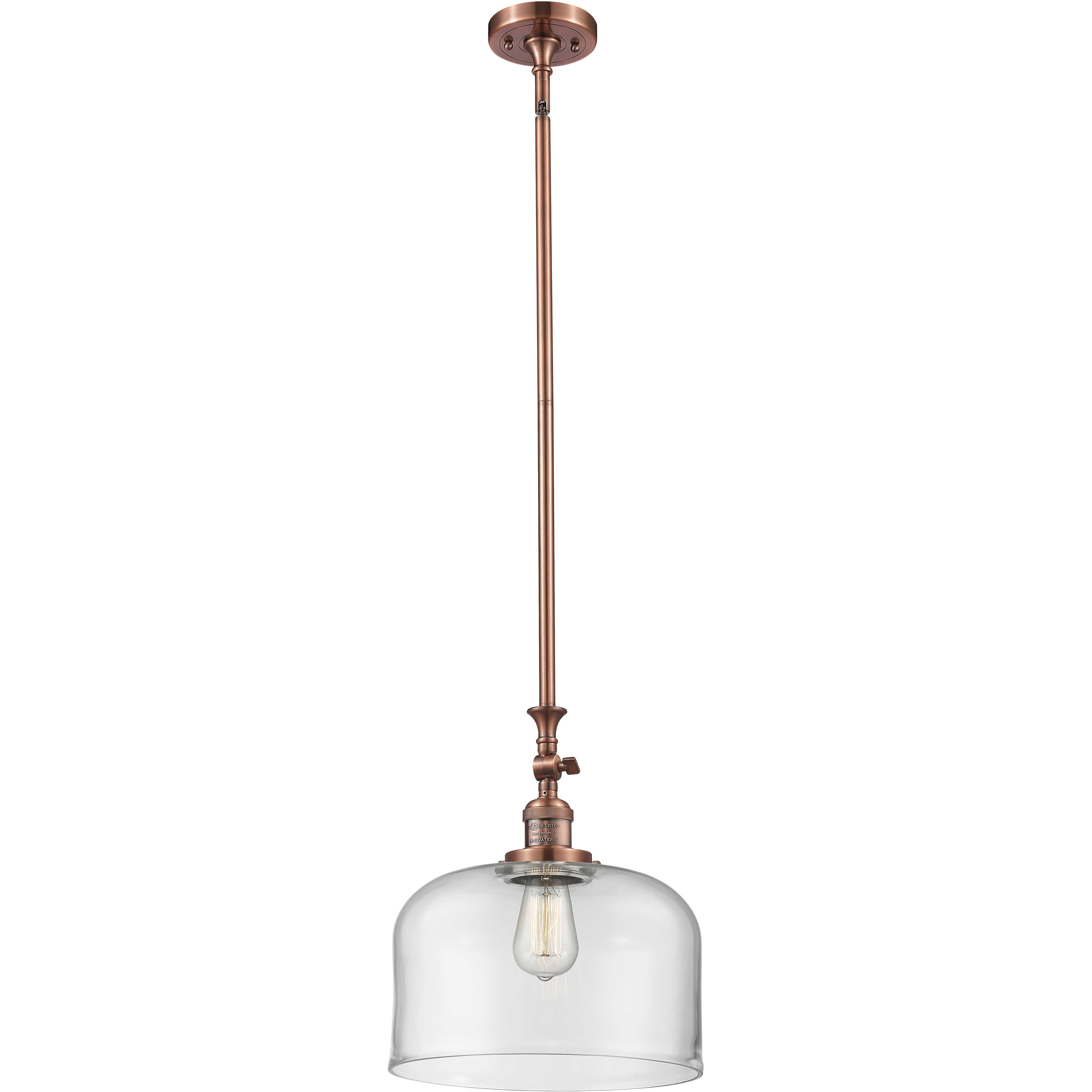 Franklin Restoration Bell 1 Light 12 inch Antique Copper Mini Pendant Ceiling Light in Incandescent, Clear, Franklin Restoration
