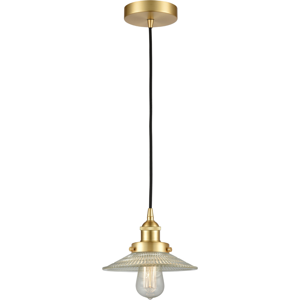 Edison Halophane 1 Light 9 inch Satin Gold Mini Pendant Ceiling Light