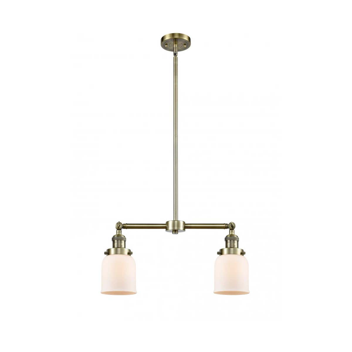 Franklin Restoration Small Bell LED 21 inch Antique Brass Chandelier Ceiling Light in Matte White Glass, Franklin Restoration