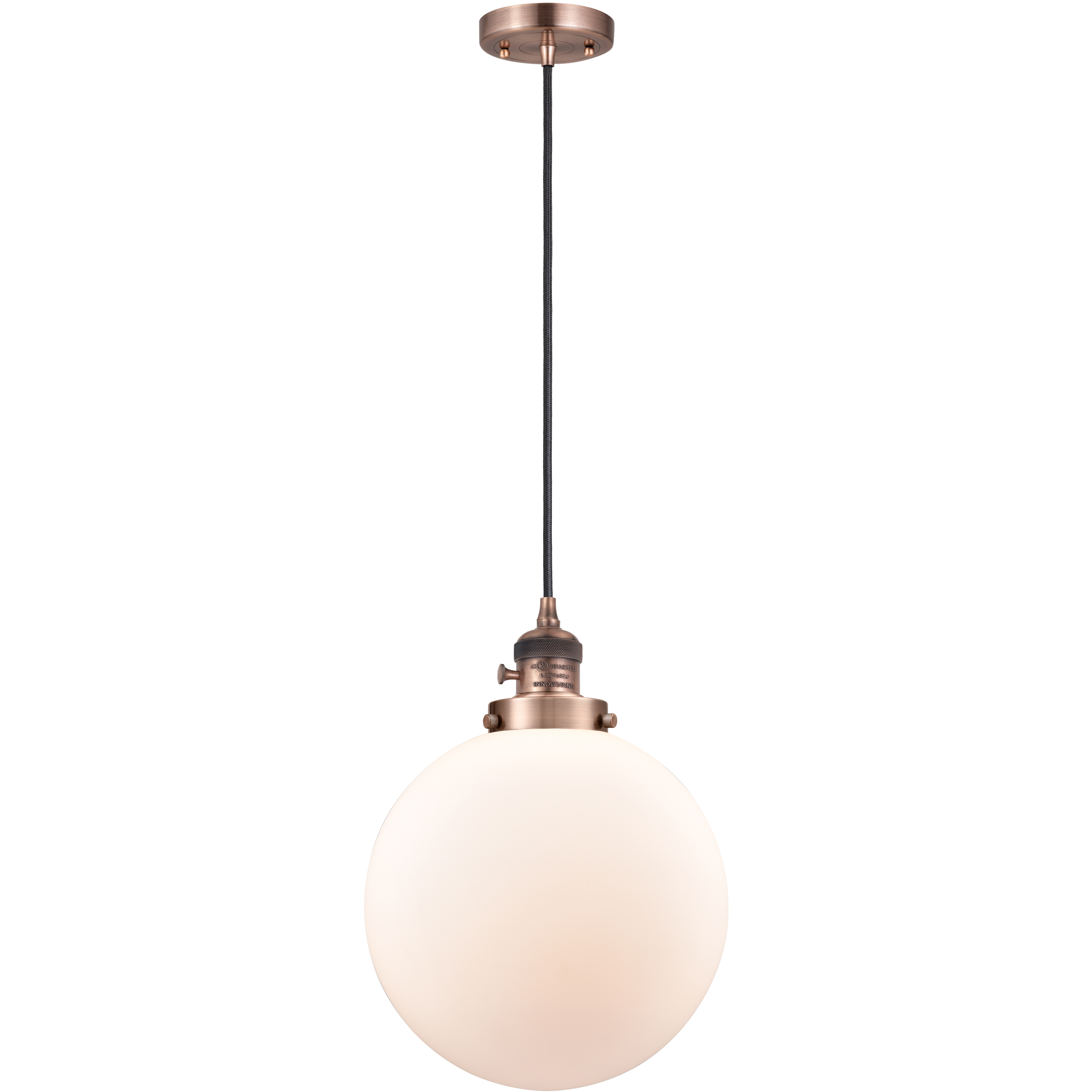 Franklin Restoration Beacon LED 10 inch Antique Copper Mini Pendant Ceiling Light in Matte White