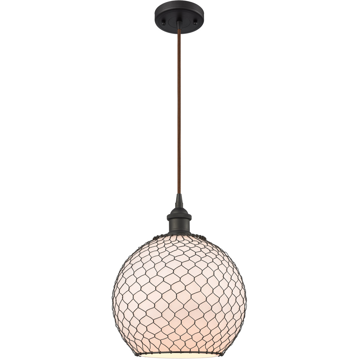 Ballston Large Farmhouse Chicken Wire LED 10 inch Oil Rubbed Bronze Mini Pendant Ceiling Light, Ballston