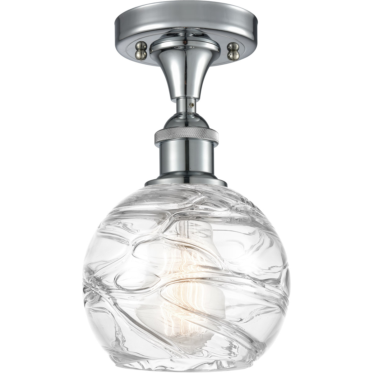 Ballston Small Deco Swirl 1 Light 6 inch Polished Chrome Semi-Flush Mount Ceiling Light, Ballston