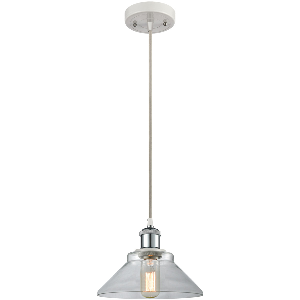 Ballston Orwell 1 Light 8 inch White and Polished Chrome Mini Pendant Ceiling Light in Clear Glass, Ballston