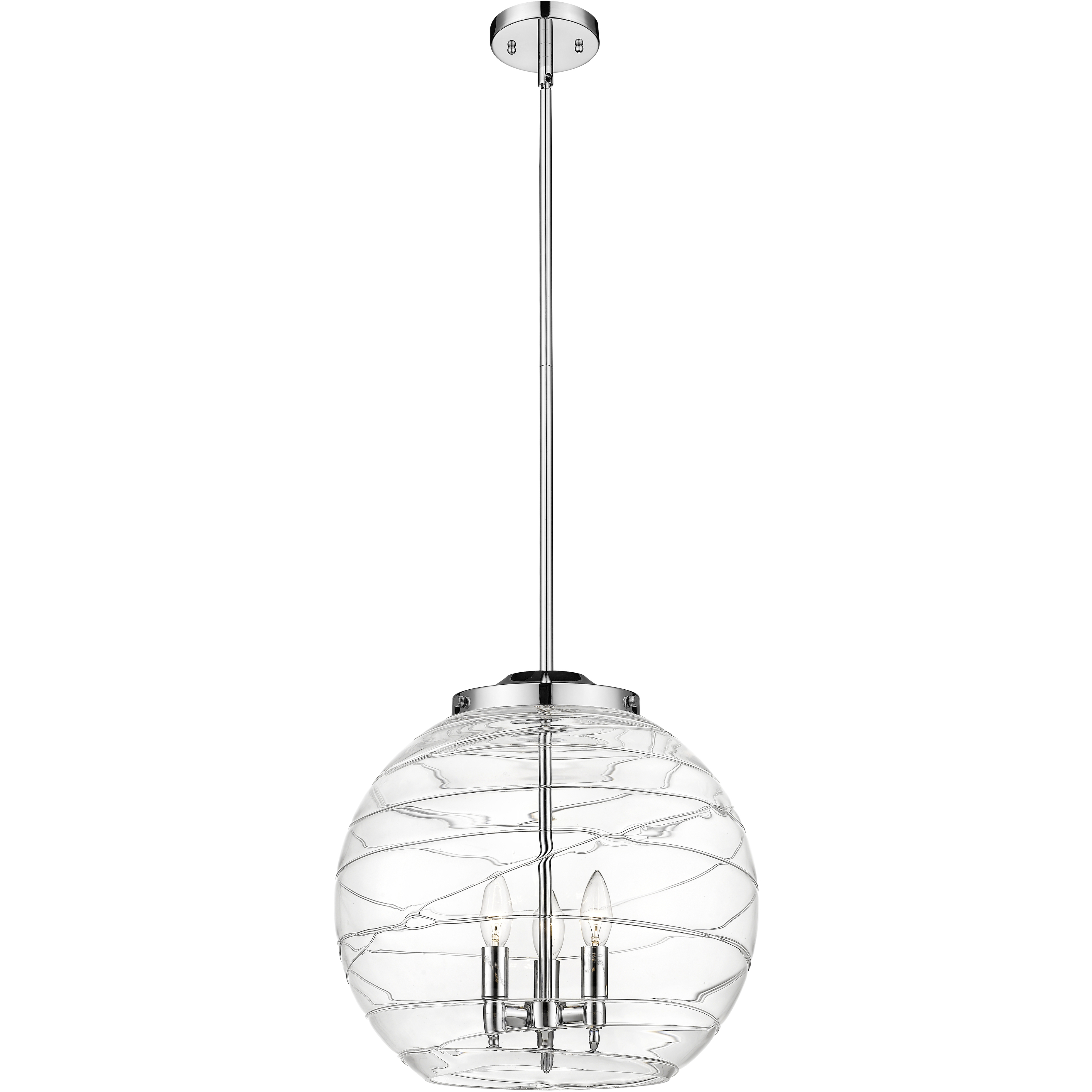 Ballston Athens Deco Swirl 3 Light 15.75 inch Polished Chrome Statement Pendant Ceiling Light in Incandescent, Clear Deco Swirl