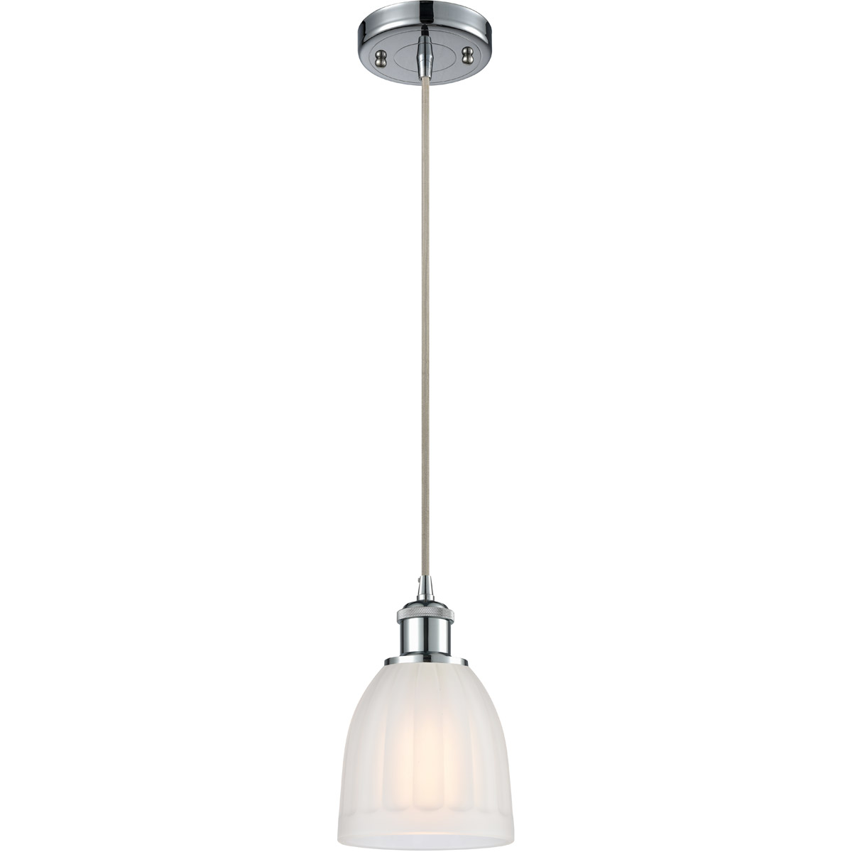 Ballston Brookfield 1 Light 6 inch Polished Chrome Mini Pendant Ceiling Light in White Glass, Ballston