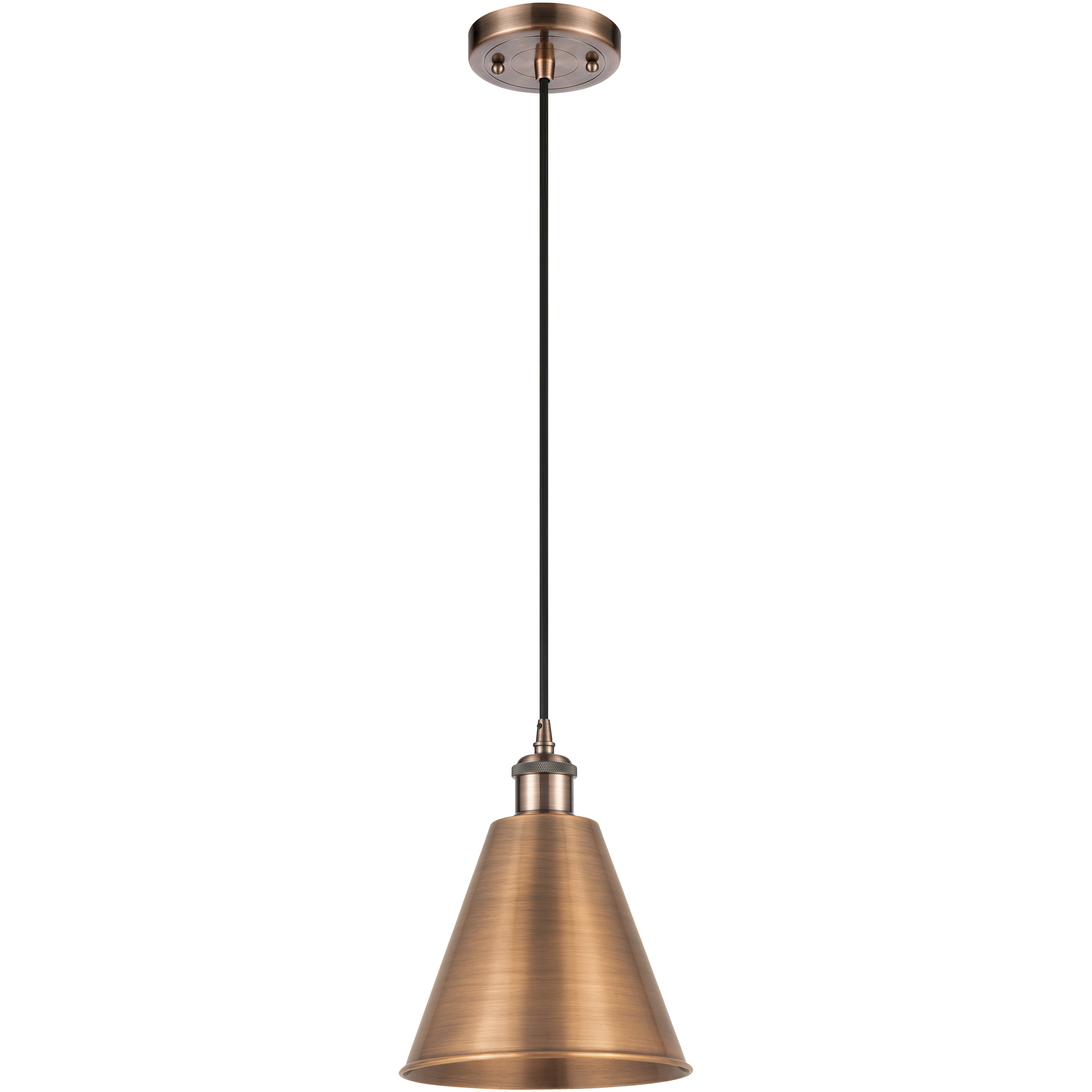 Ballston Cone LED 8 inch Antique Copper Mini Pendant Ceiling Light